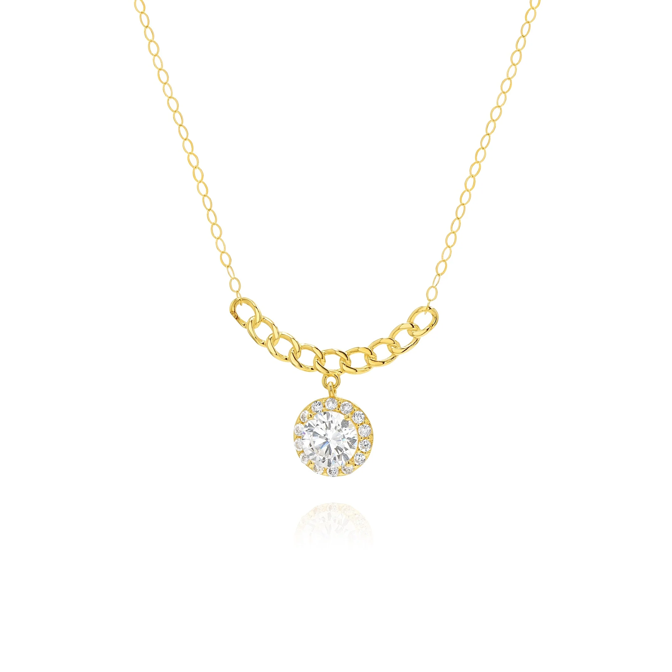 18K Pure Gold Hanging Stone Necklace