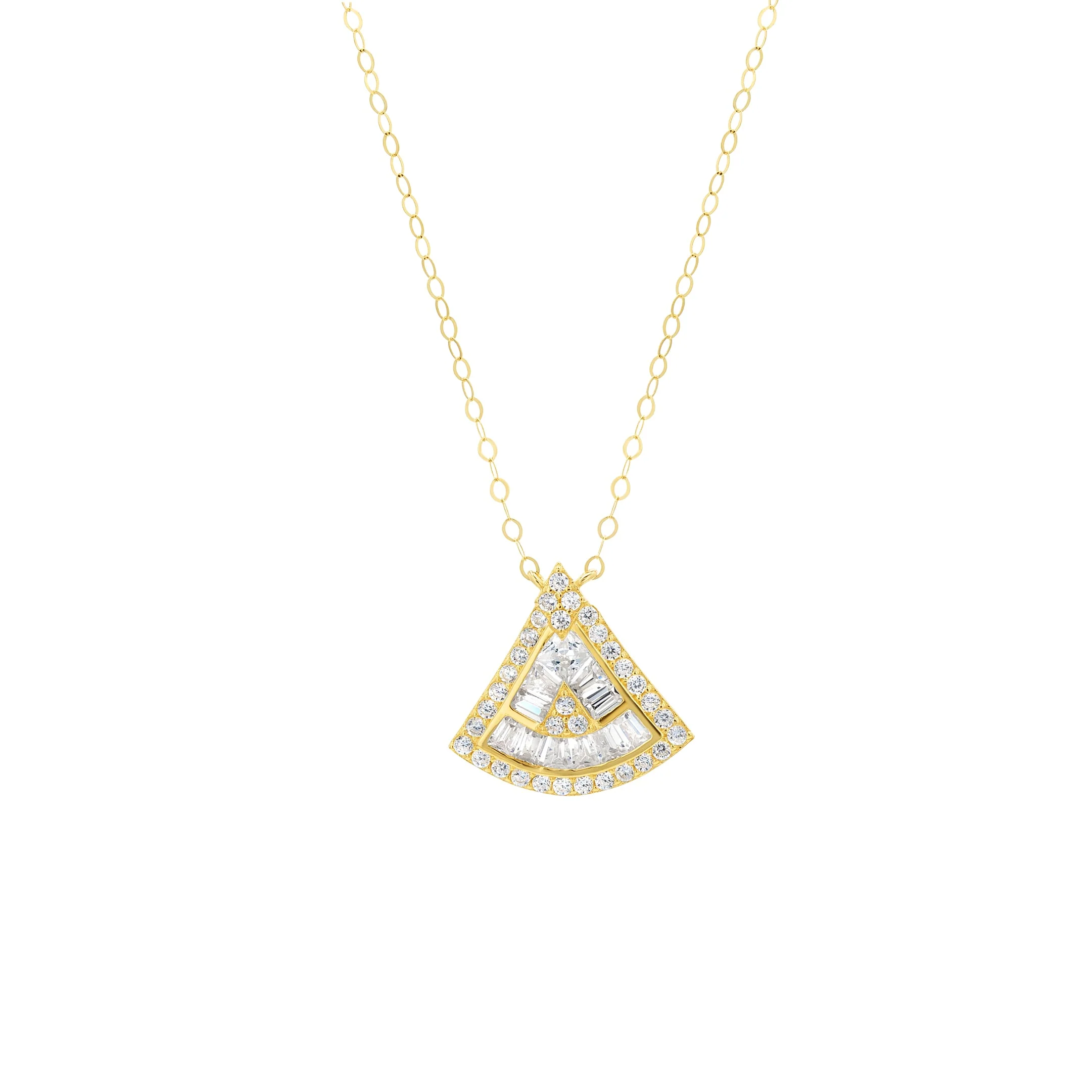 18K Pure Gold Hanging Stone Necklace