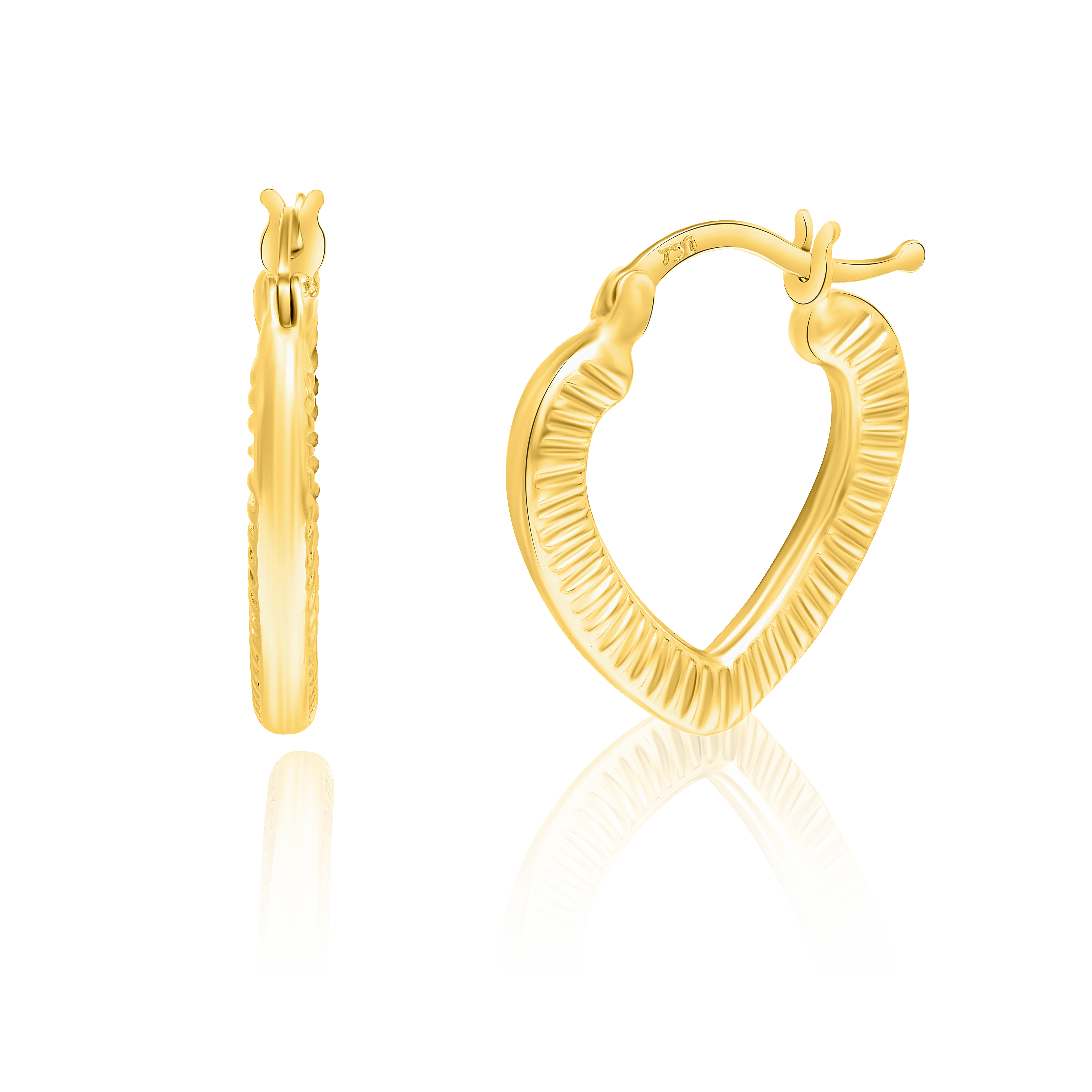 18K Pure Gold Heart Loop Earrings