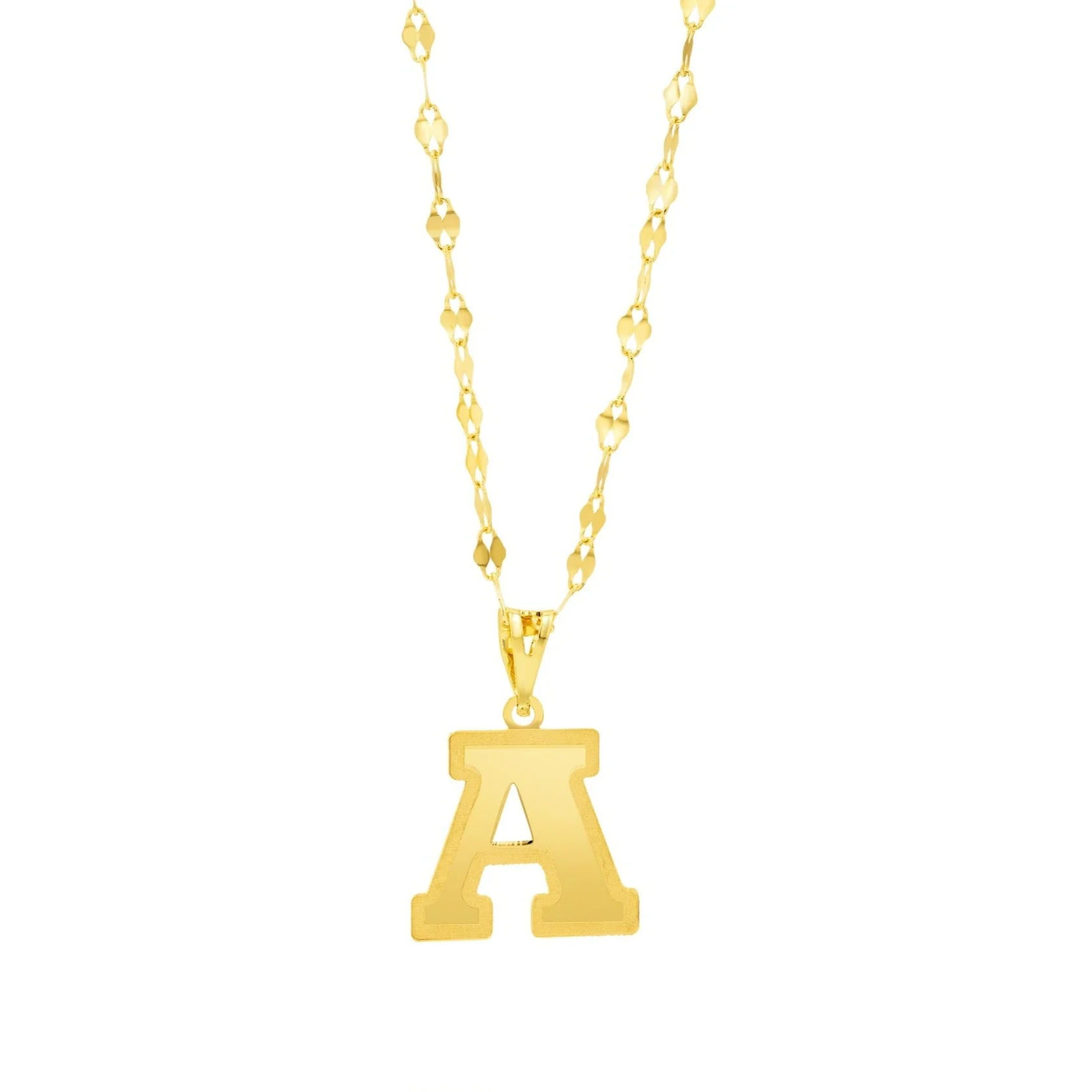 18K Pure Gold Letter A Necklace