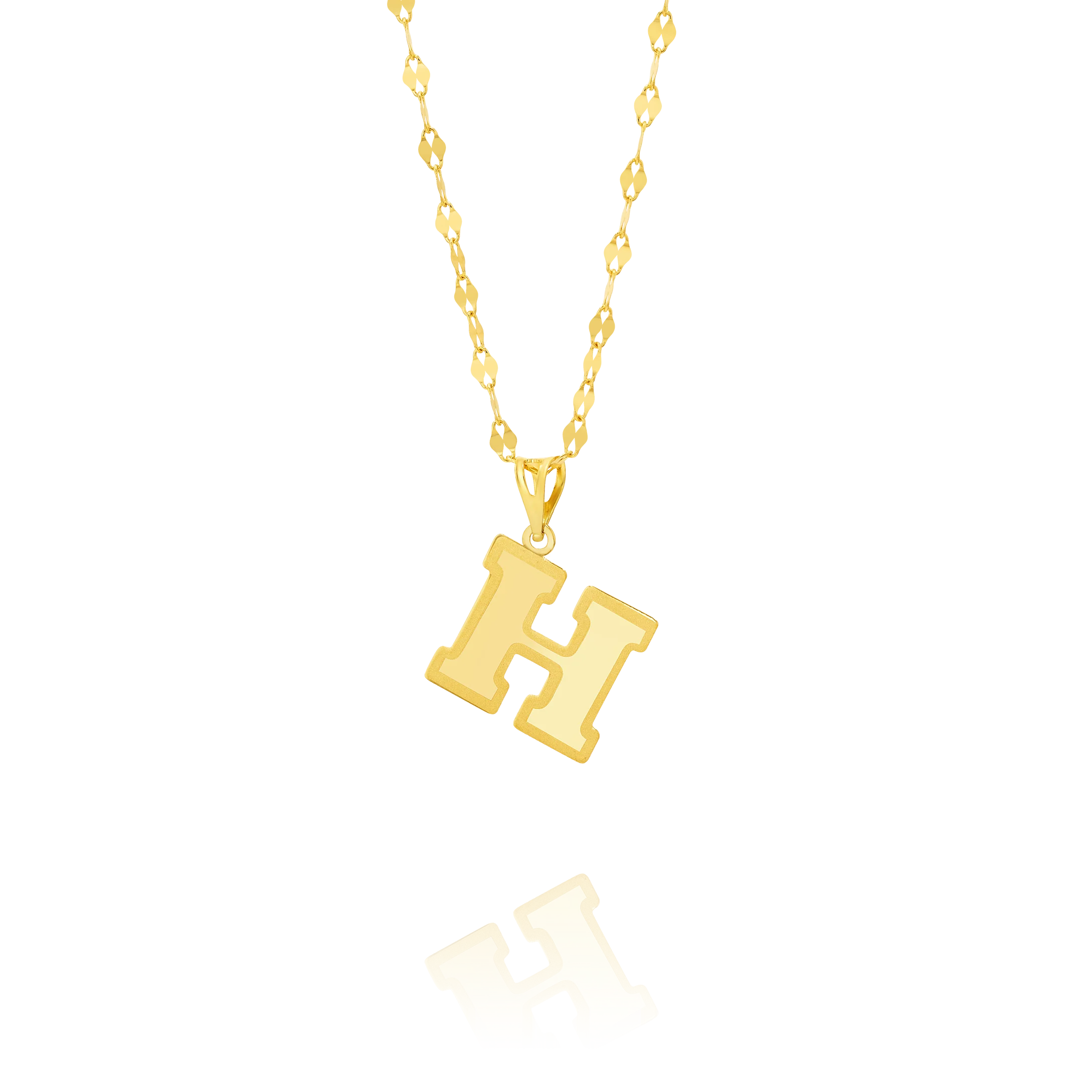 18K Pure Gold Letter H Necklace - Image 2