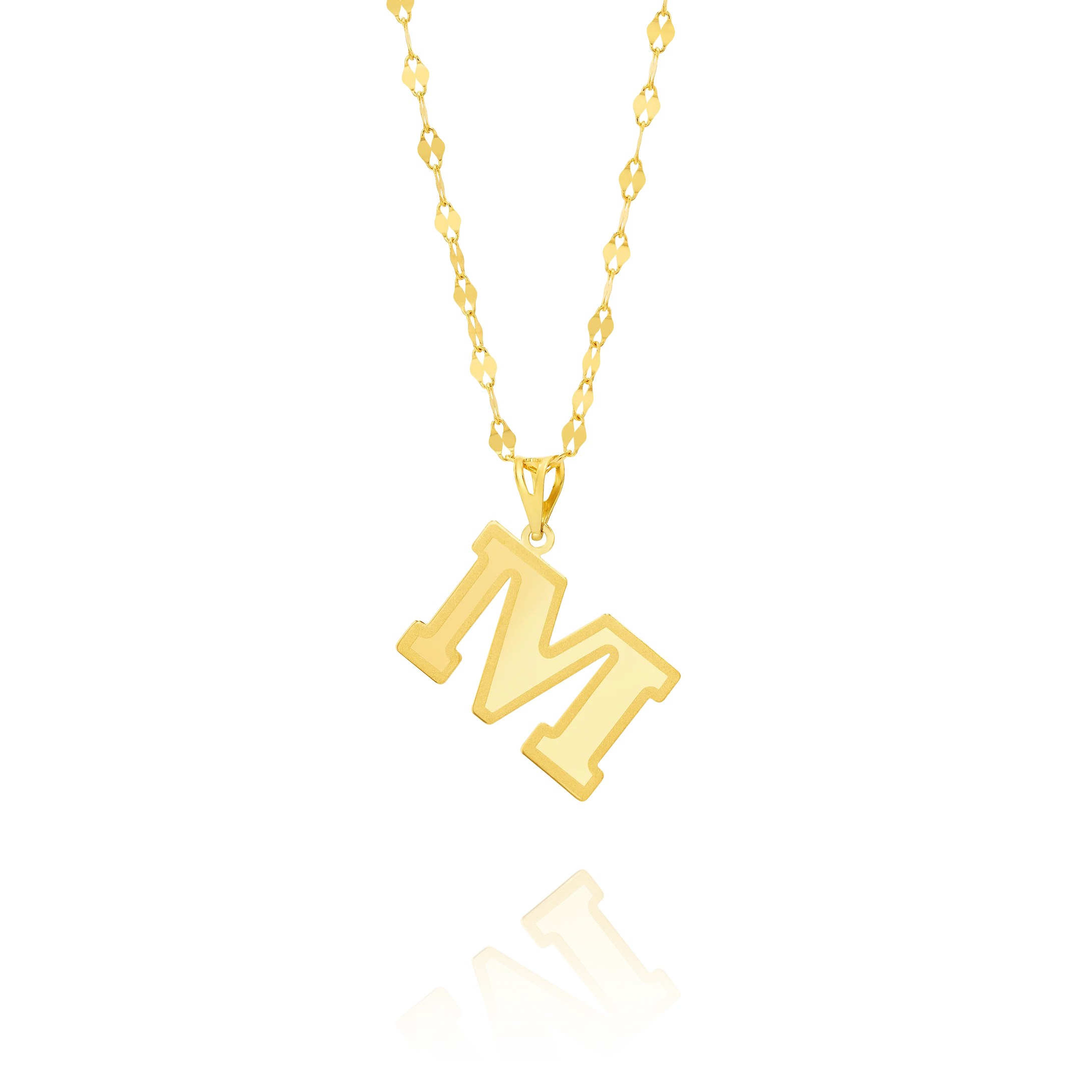 18K Pure Gold Letter M Necklace - Image 2