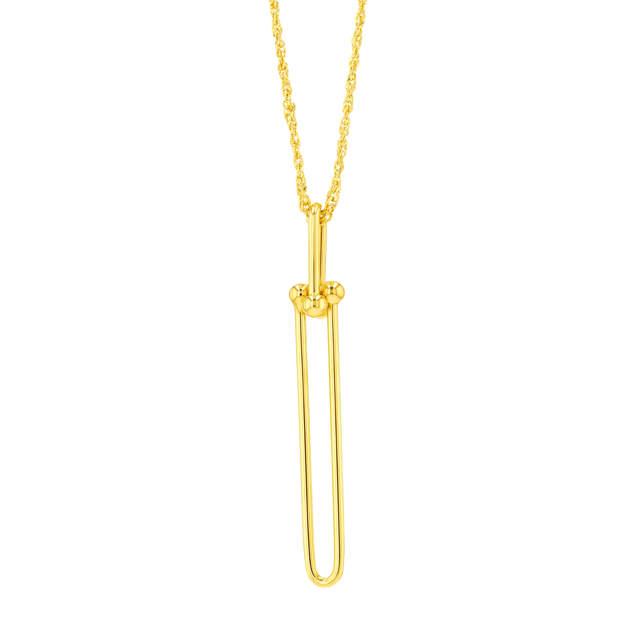 18K Pure Gold Long U-Link Necklace - Image 2