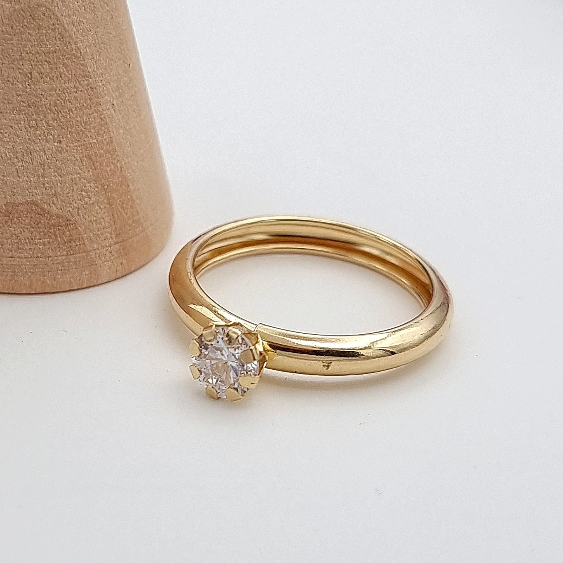 18K Pure Gold Plain Stone Ring