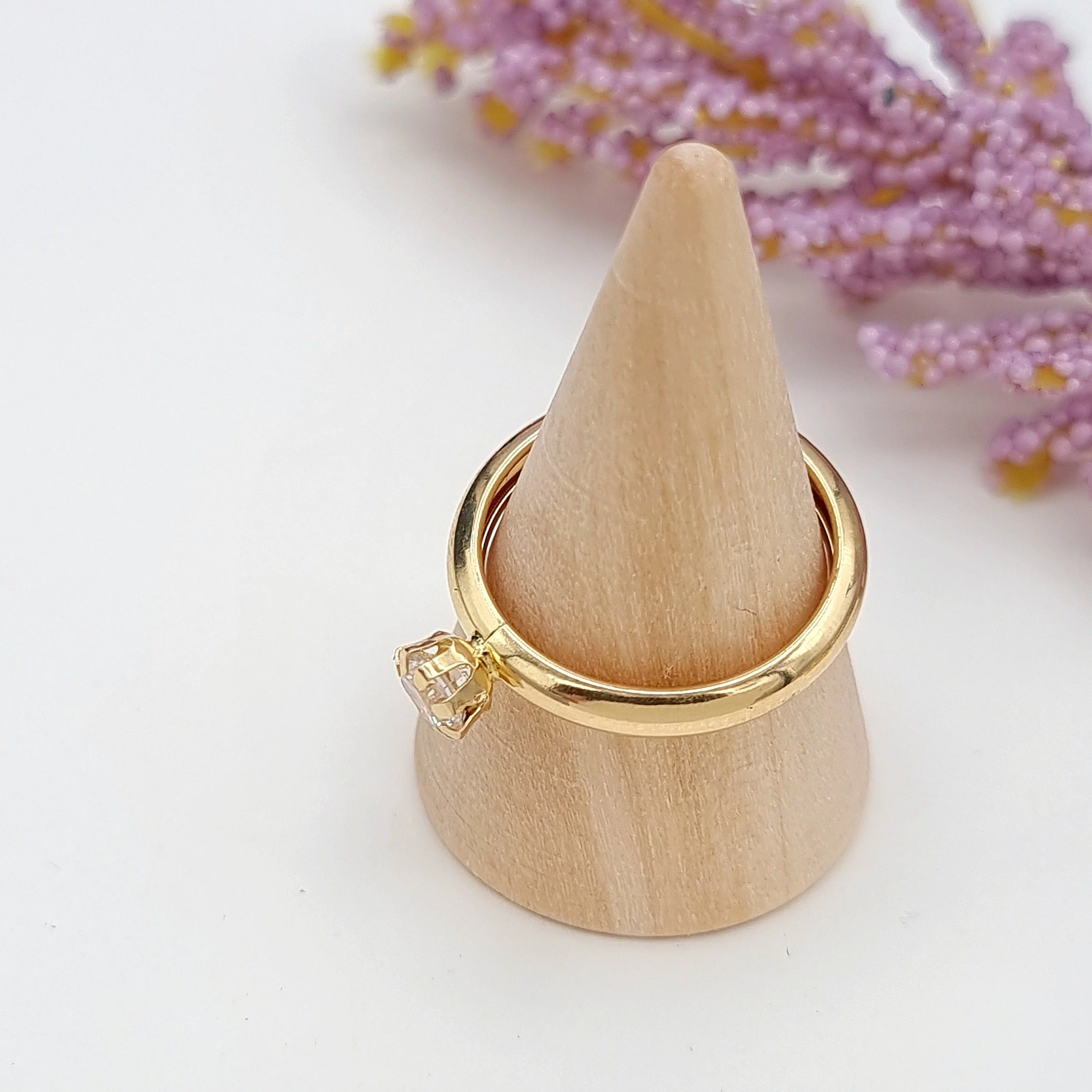 18K Pure Gold Plain Stone Ring - Image 4