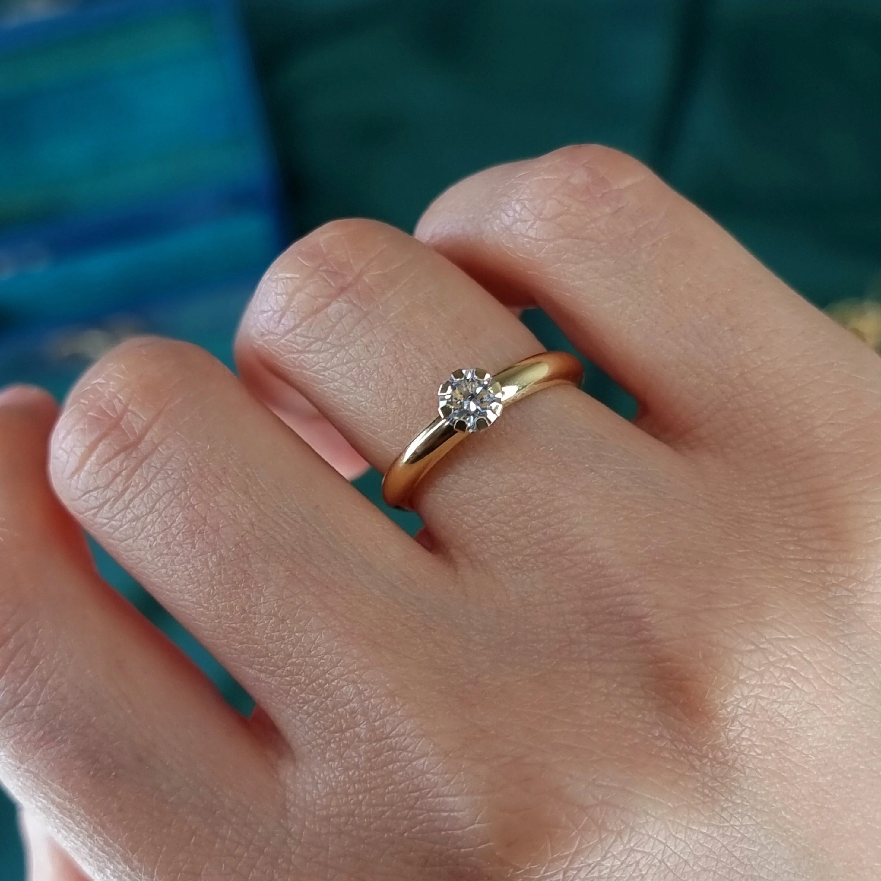 18K Pure Gold Plain Stone Ring - Image 6