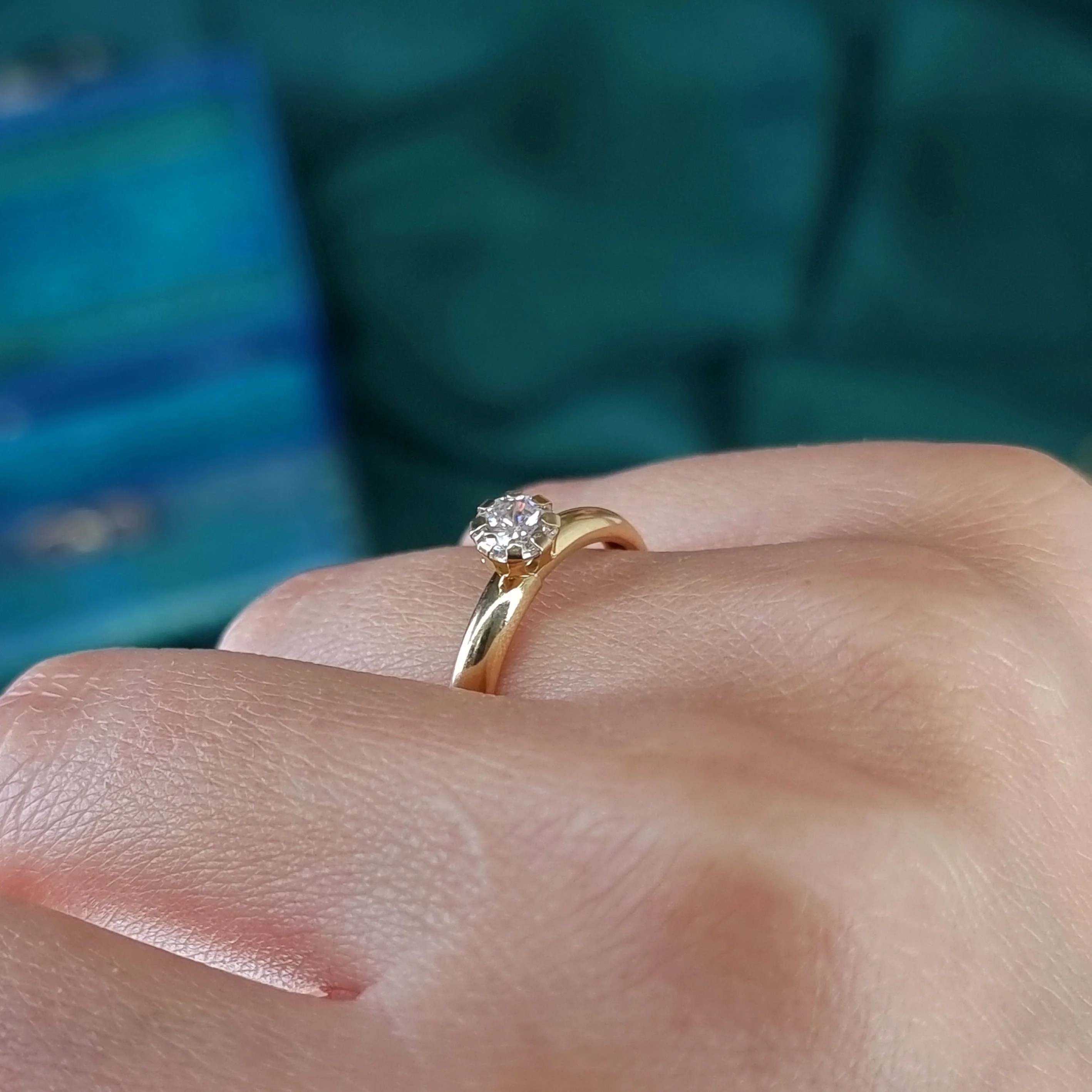 18K Pure Gold Plain Stone Ring - Image 7