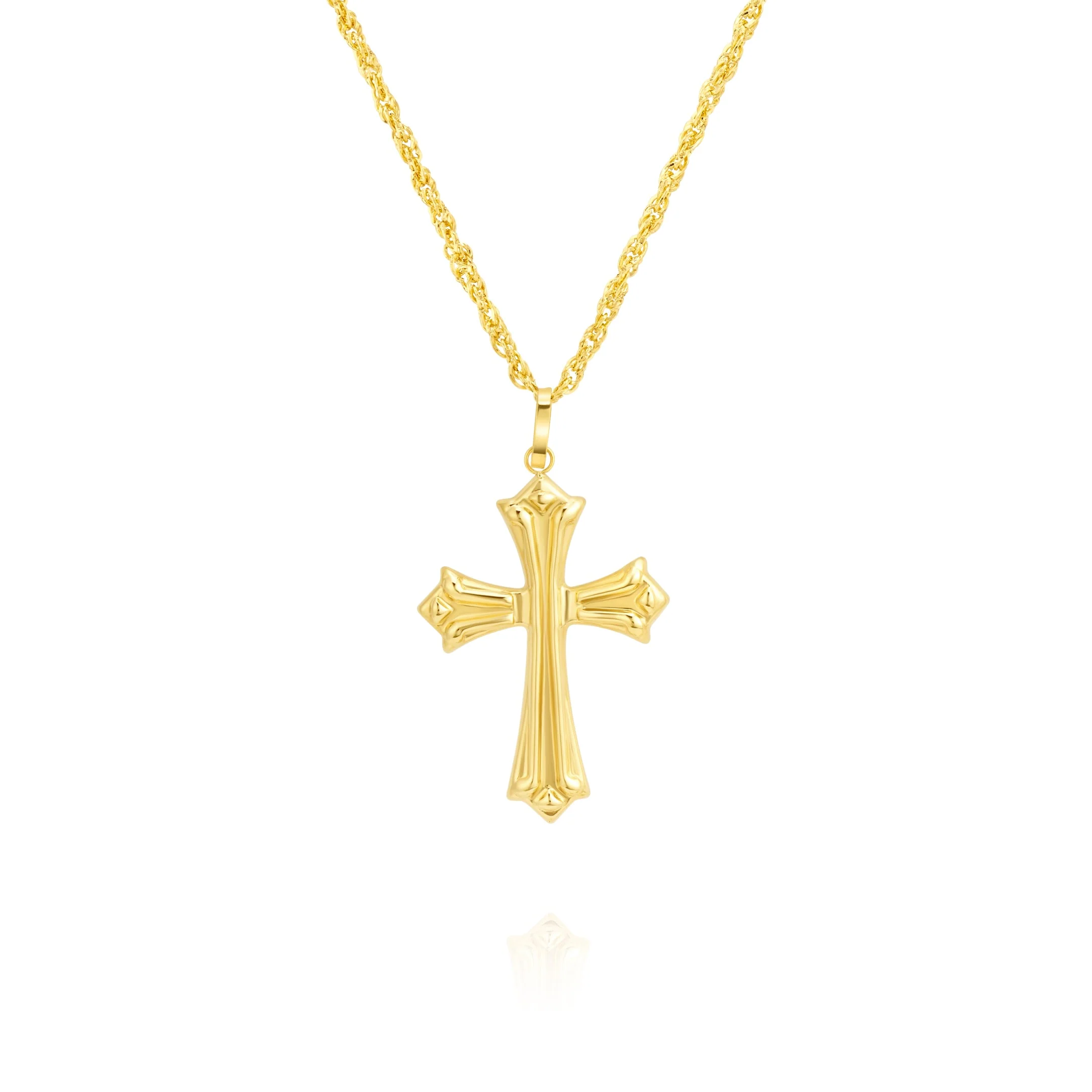 18K Pure Gold Red Cross Necklace - Image 2