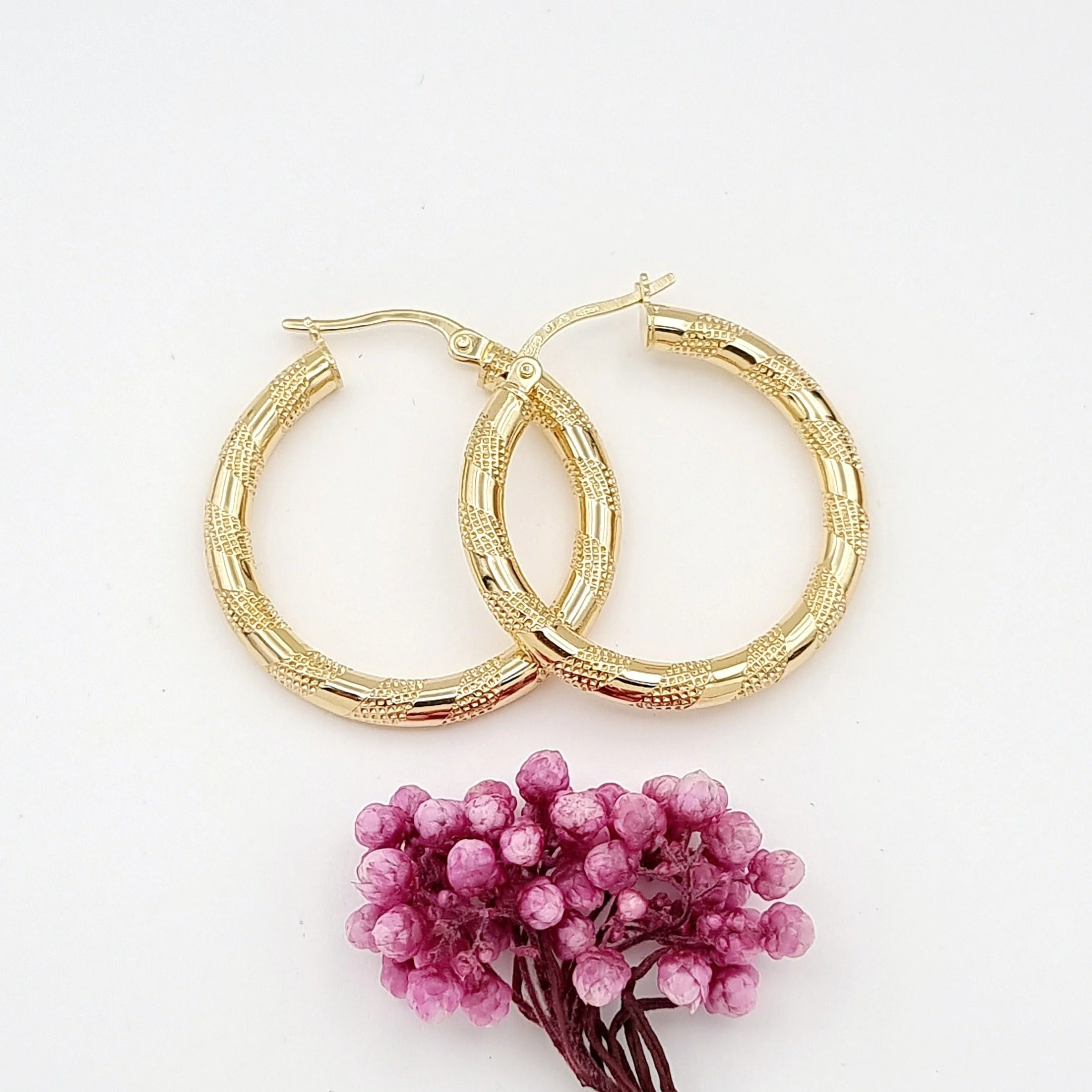 18K Pure Gold Round Earrings - Image 4