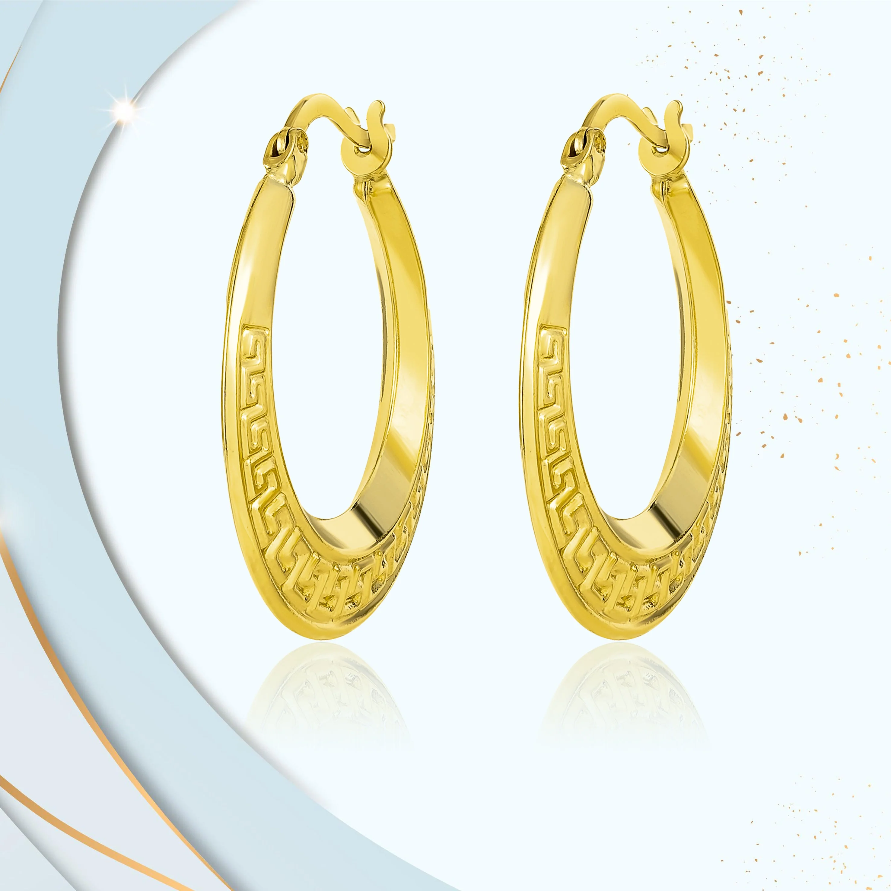 18K Pure Gold Round Loop Earrings - Image 2