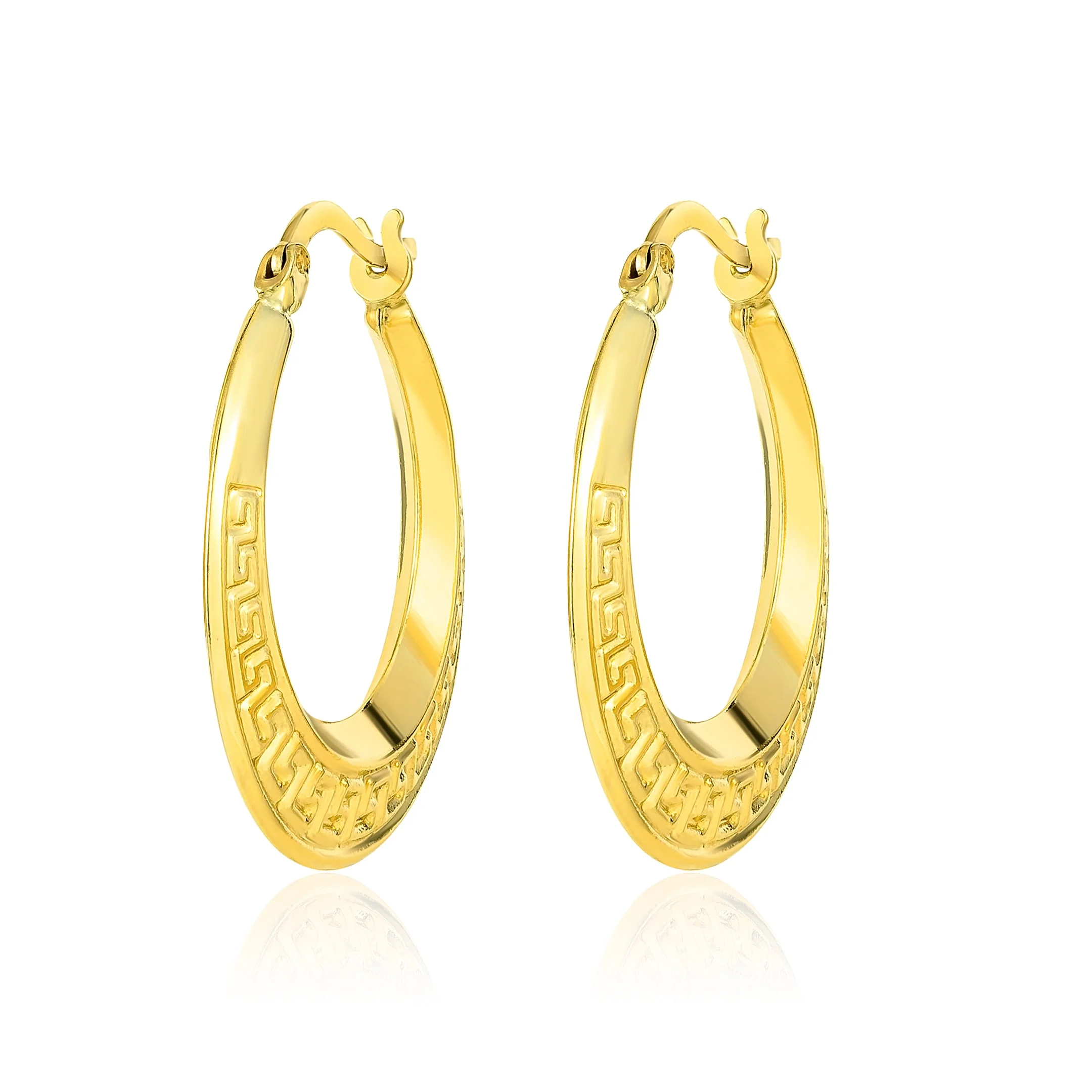 18K Pure Gold Round Loop Earrings - Image 4