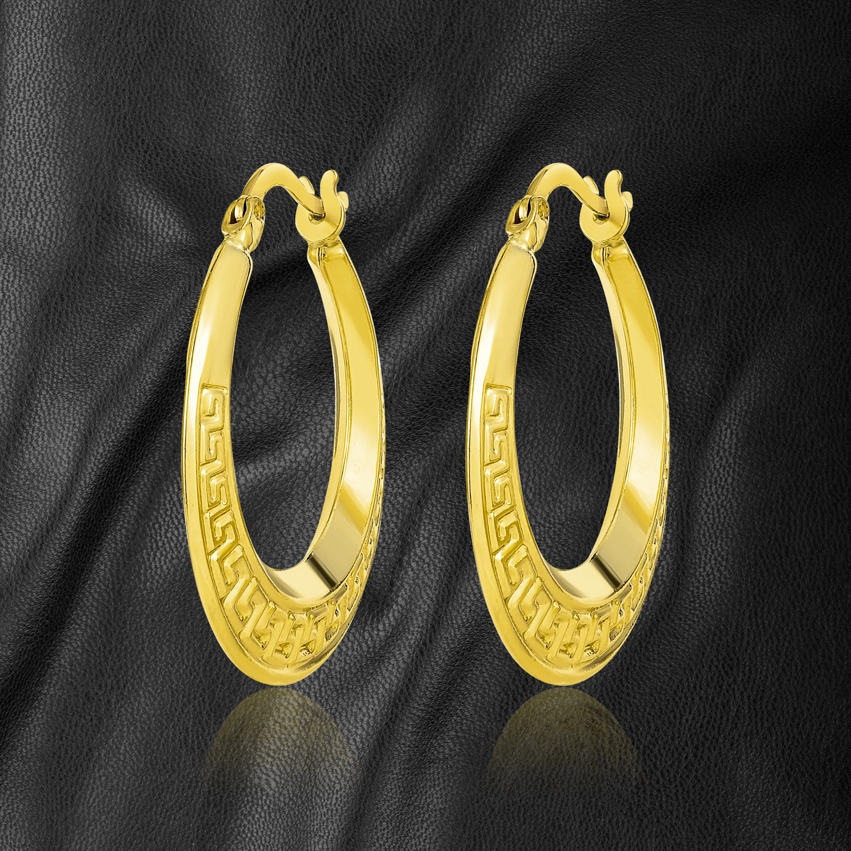 18K Pure Gold Round Loop Earrings - Image 5