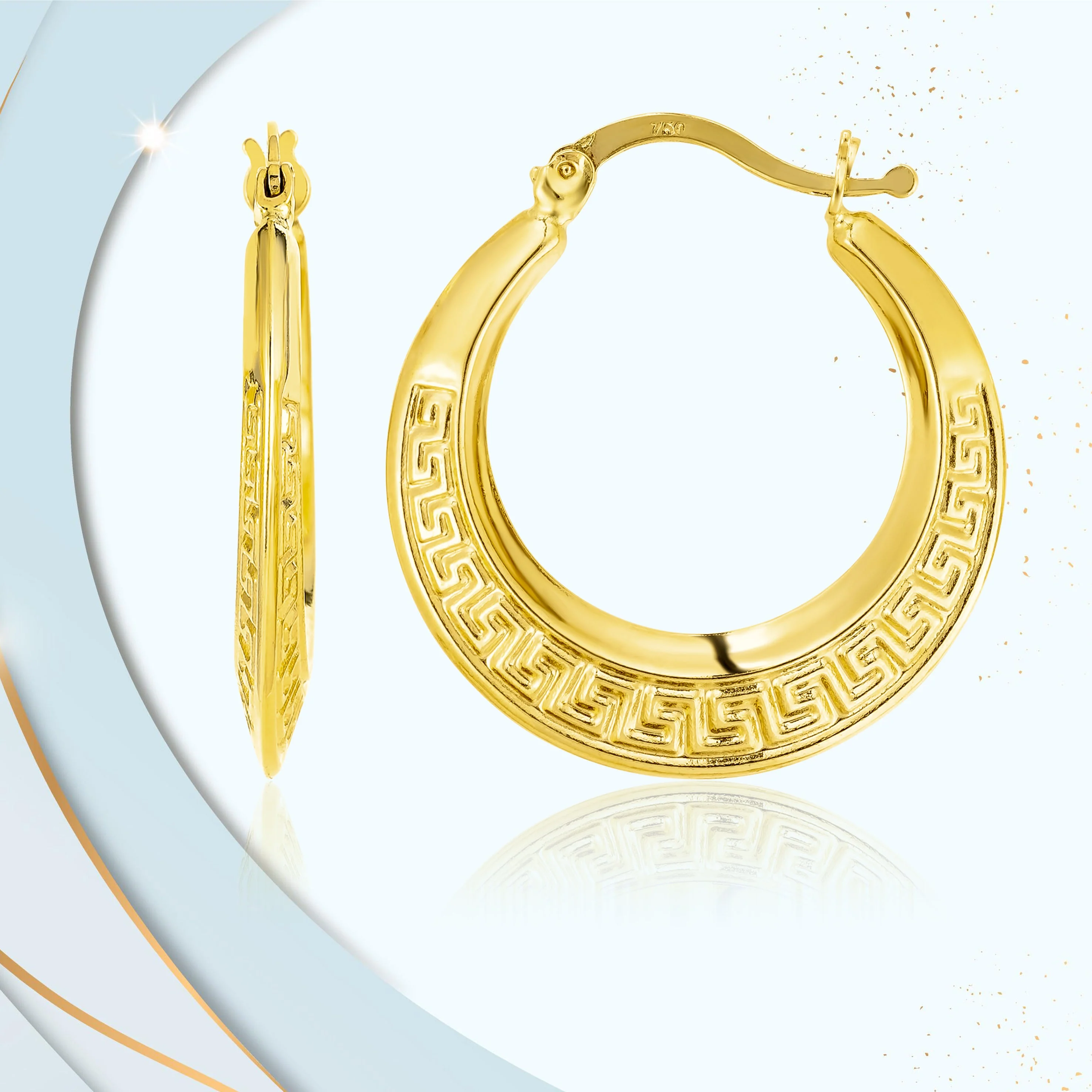 18K Pure Gold Round Loop Earrings - Image 6