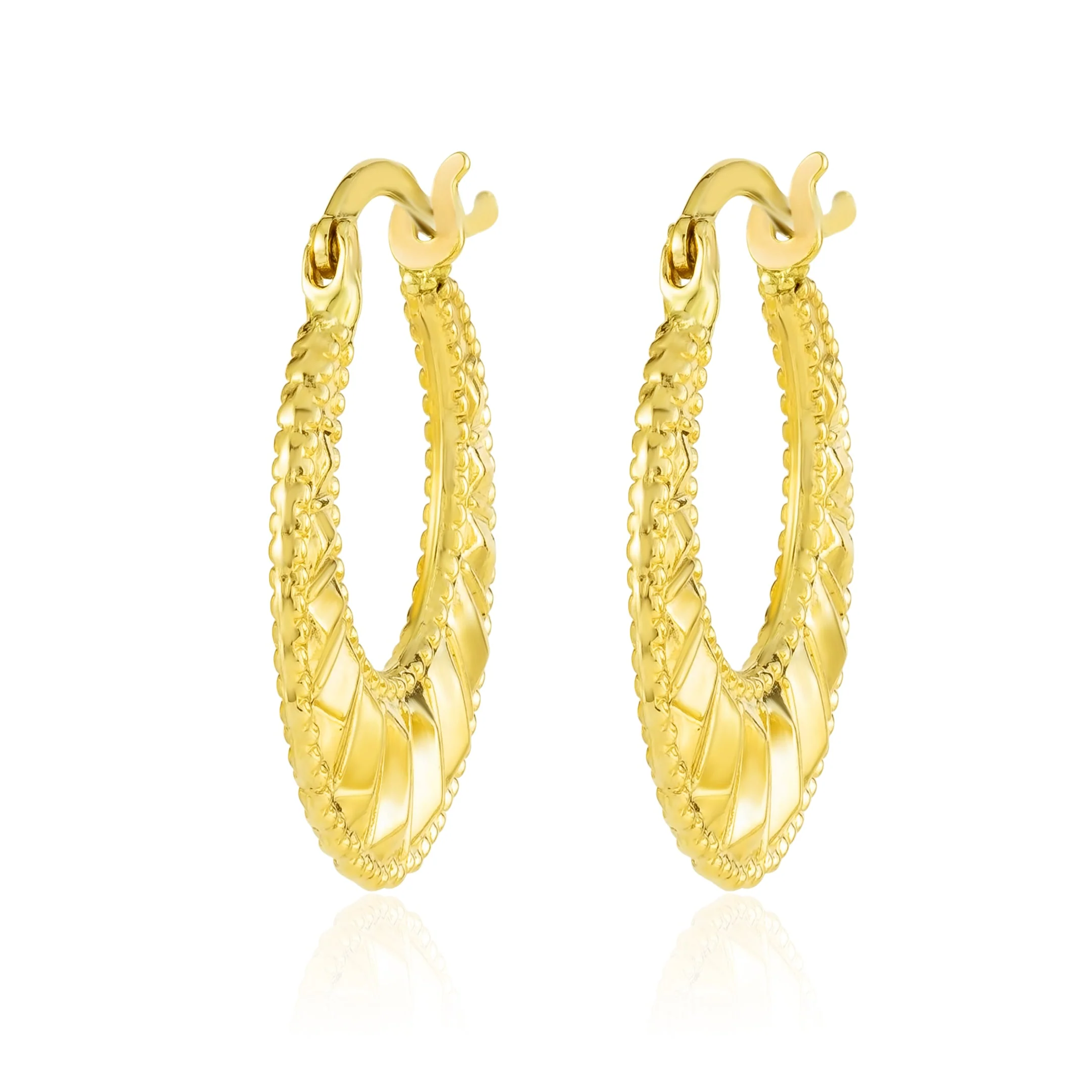 18K Pure Gold Round Loop Earrings - Image 2