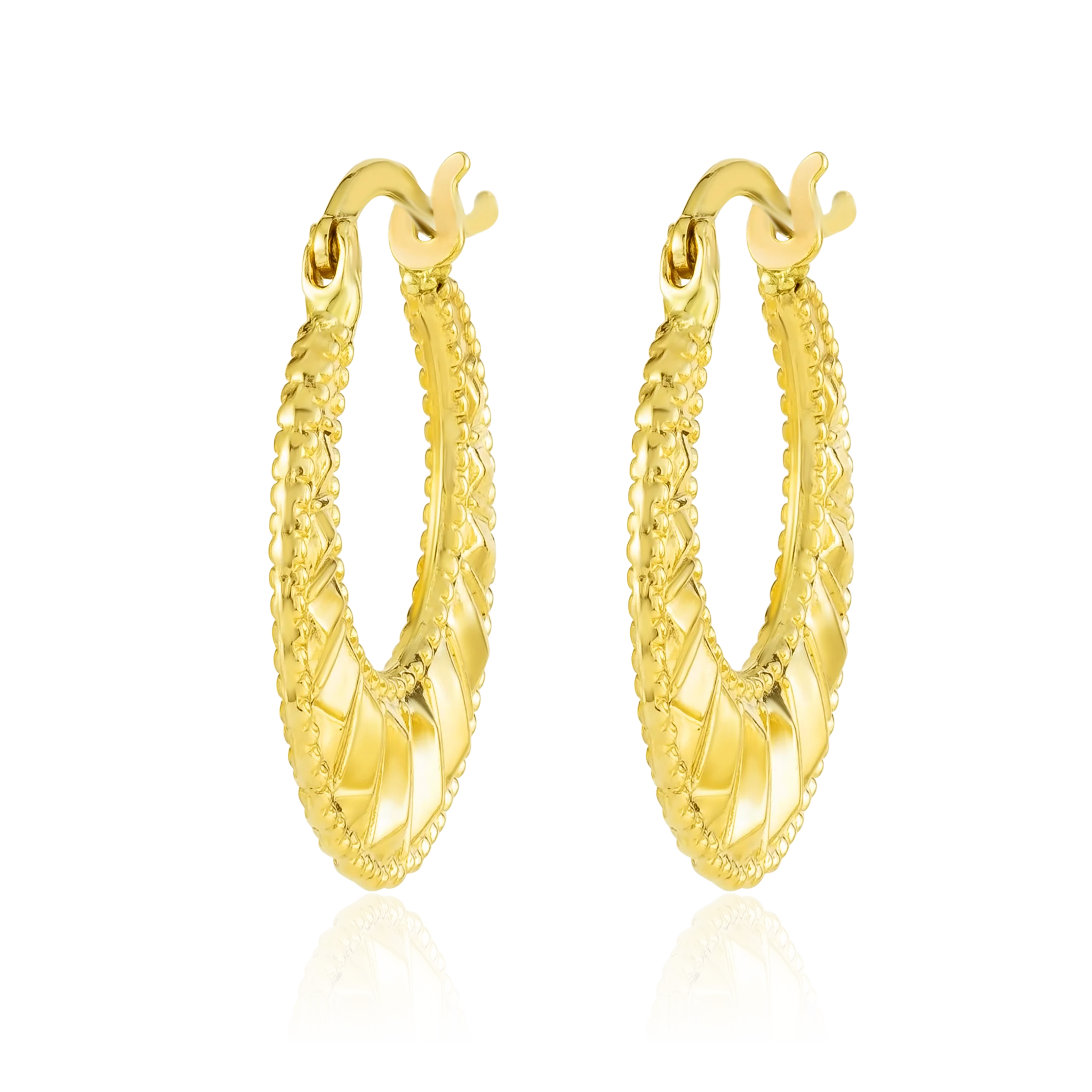 18K Pure Gold Round Loop Earrings - Image 3