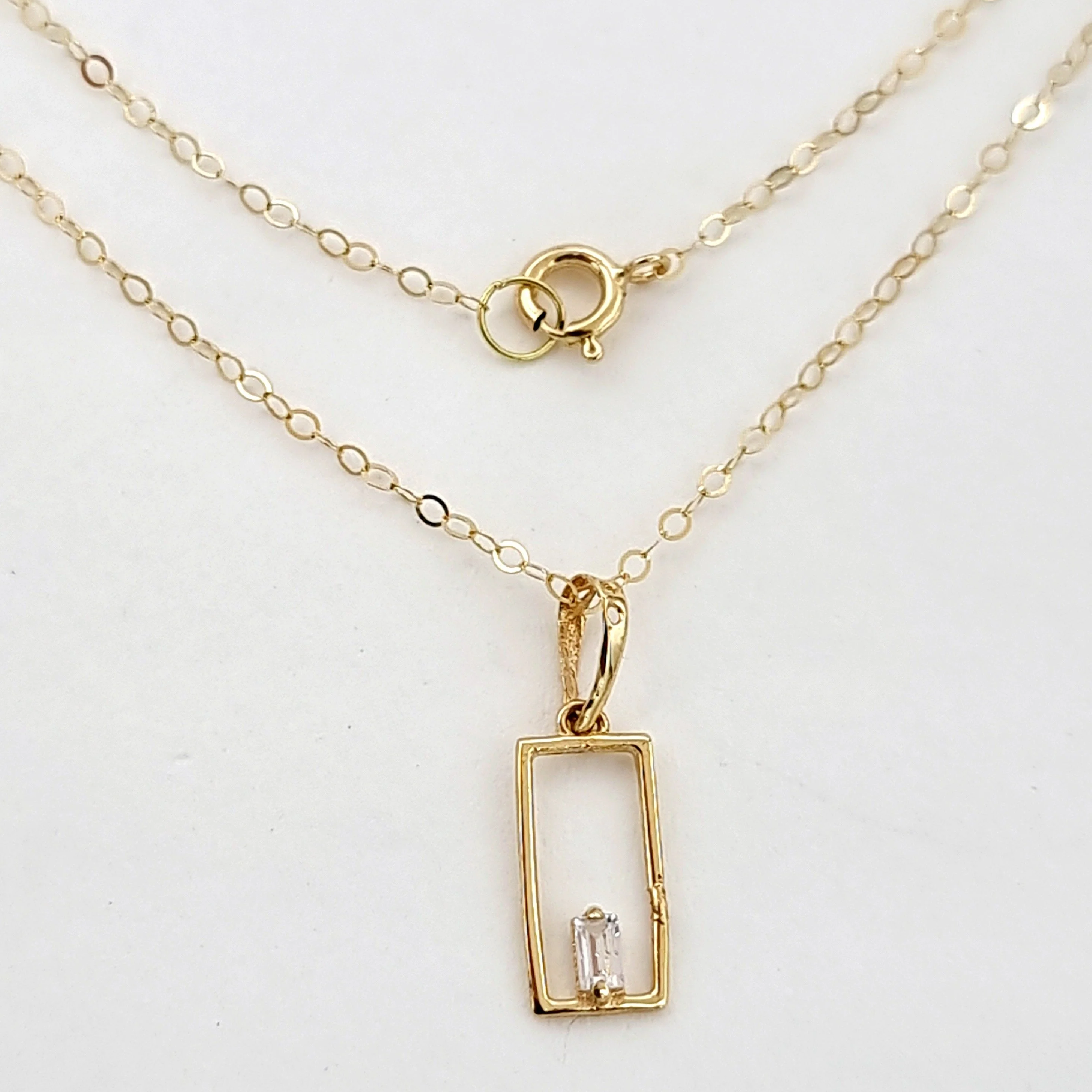 18K Pure Gold Square Stone Necklace - Image 2
