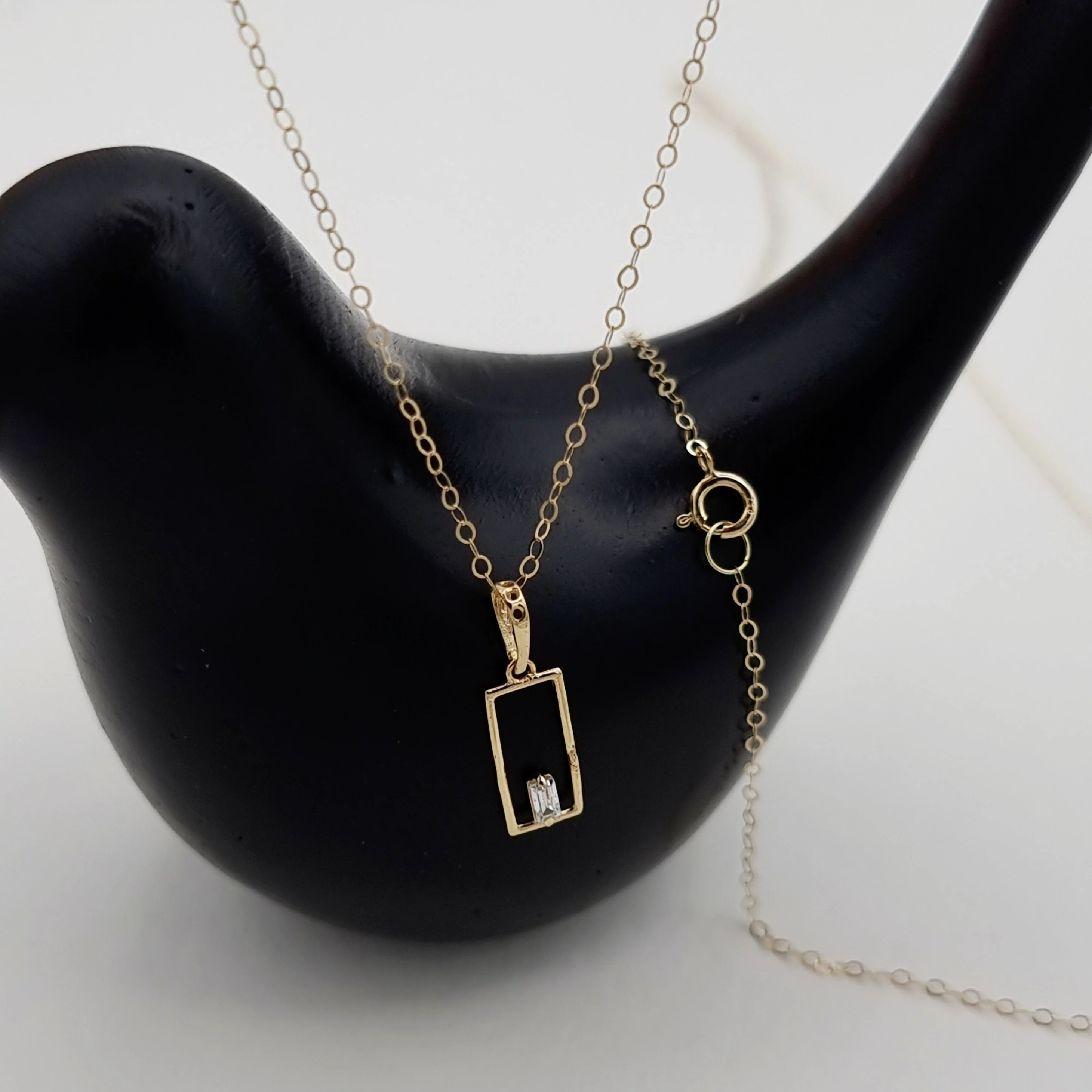 18K Pure Gold Square Stone Necklace - Image 6