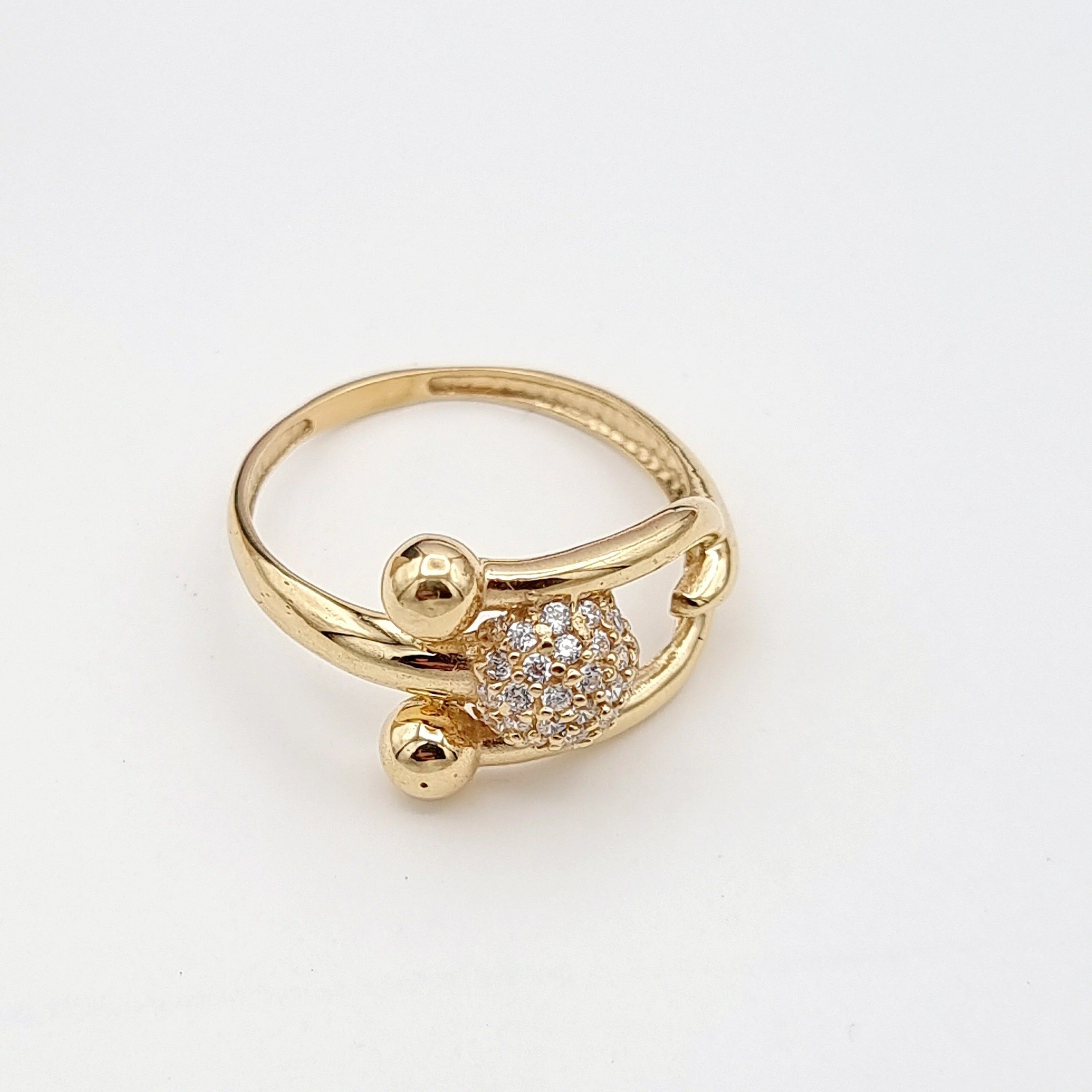 18K Pure Gold Stone Ball Ring - Image 2