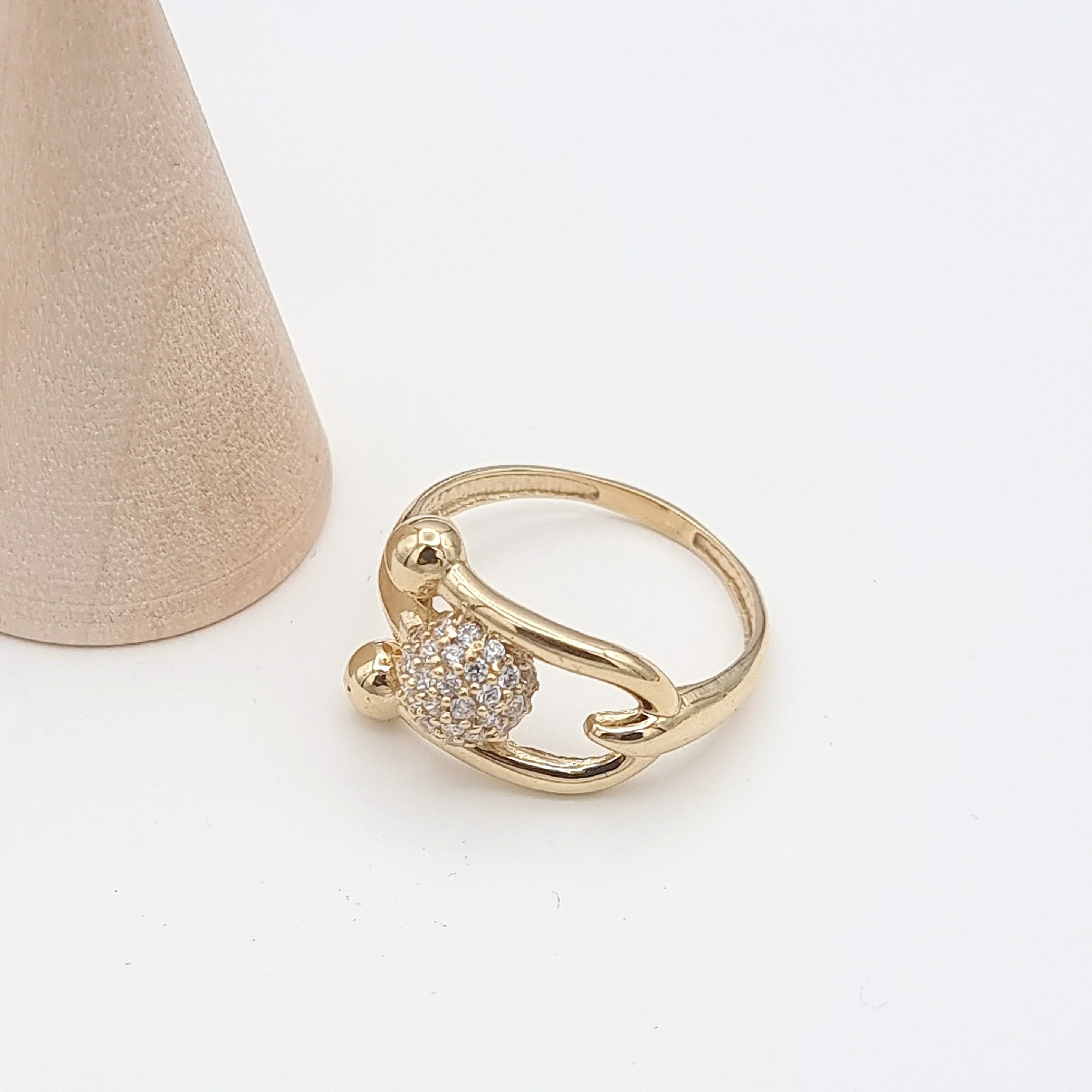 18K Pure Gold Stone Ball Ring - Image 5