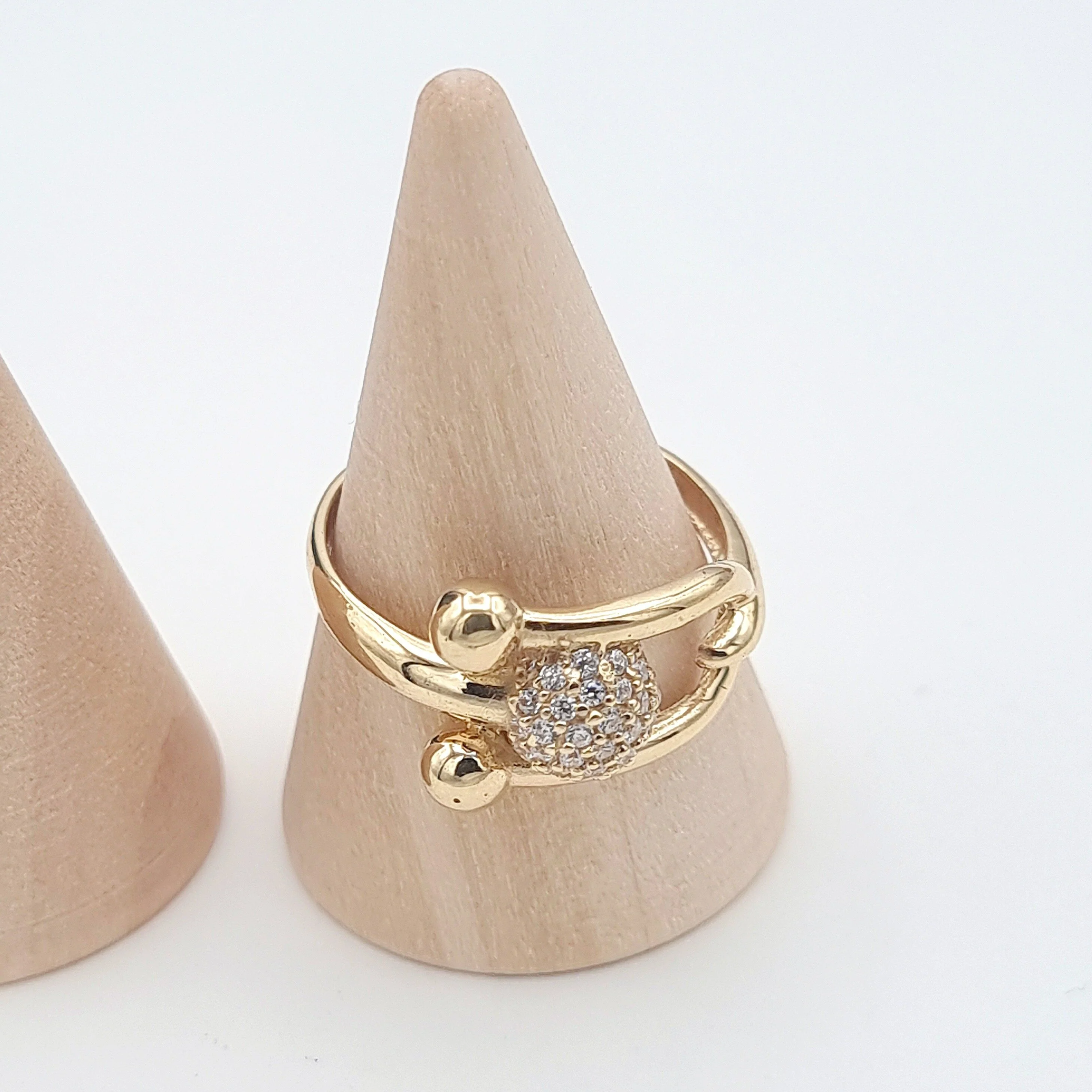 18K Pure Gold Stone Ball Ring - Image 7