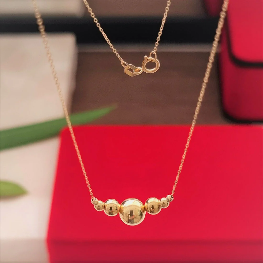 18K Pure Gold 7 Balls Design Necklace - Image 2