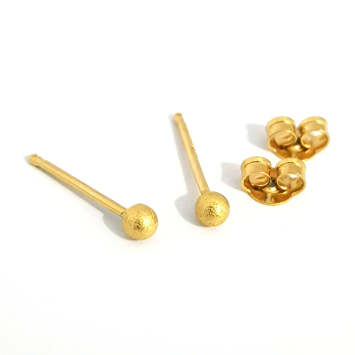 18K Pure Gold Ball Design Earrings