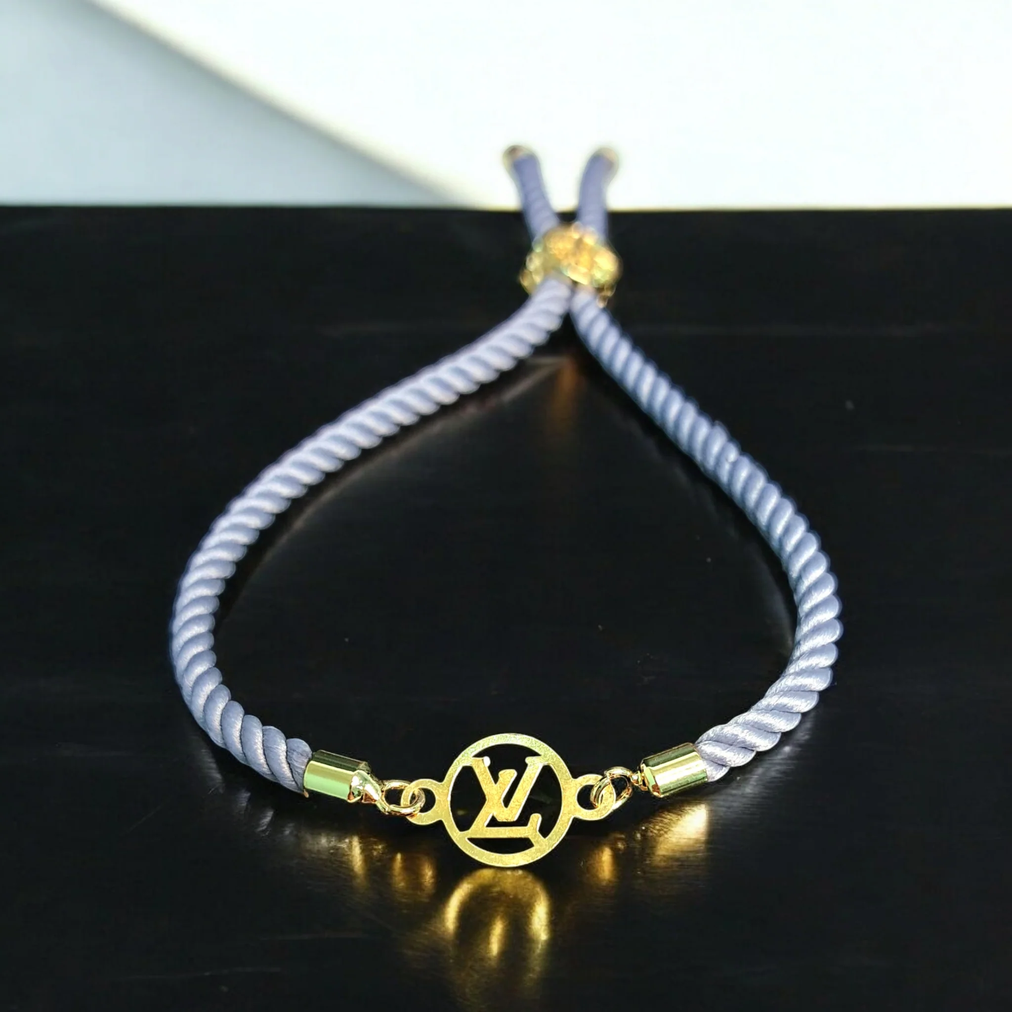 18K Pure Gold Charm Thread Adjustable Bracelet - Image 10