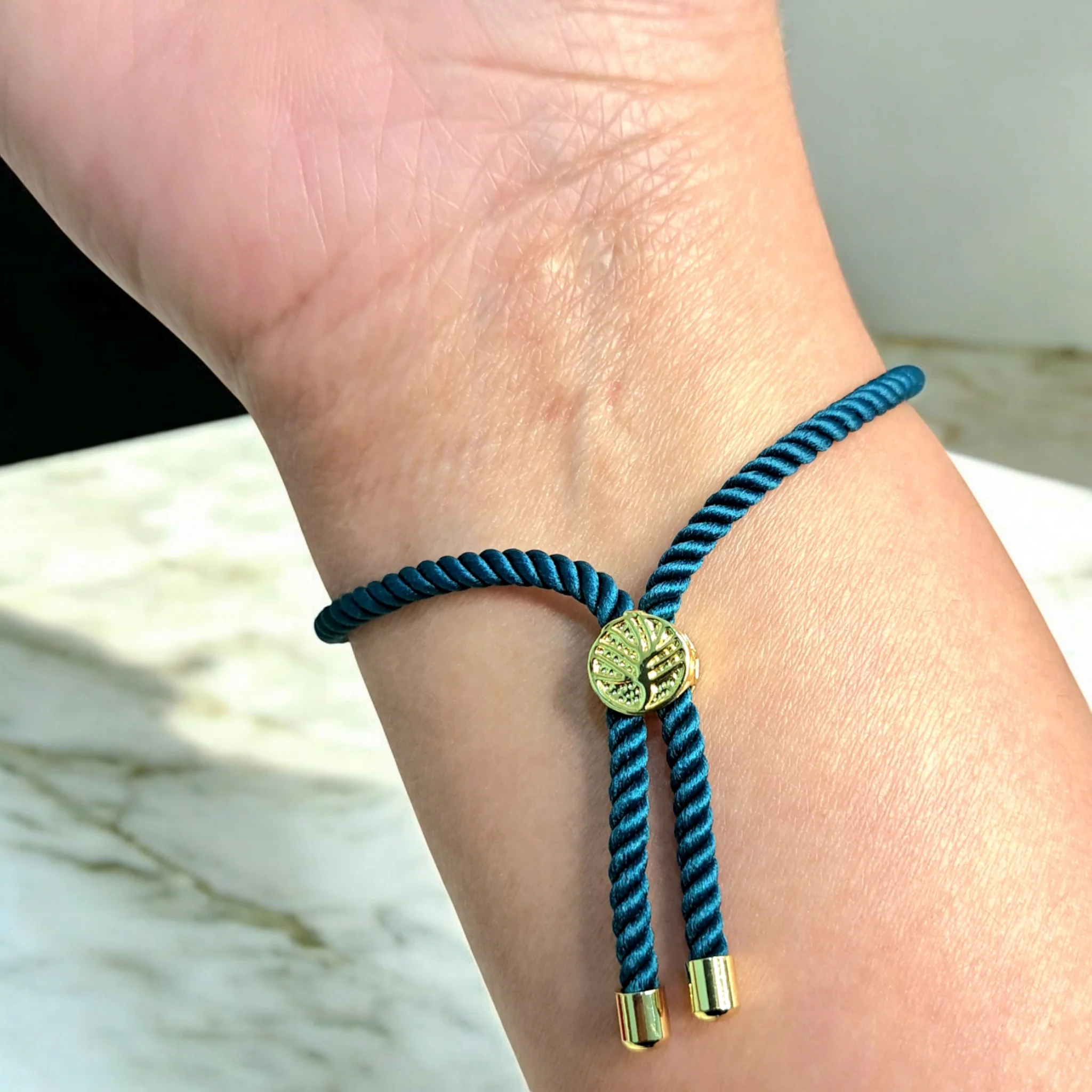 18K Pure Gold Charm Thread Adjustable Bracelet - Image 14