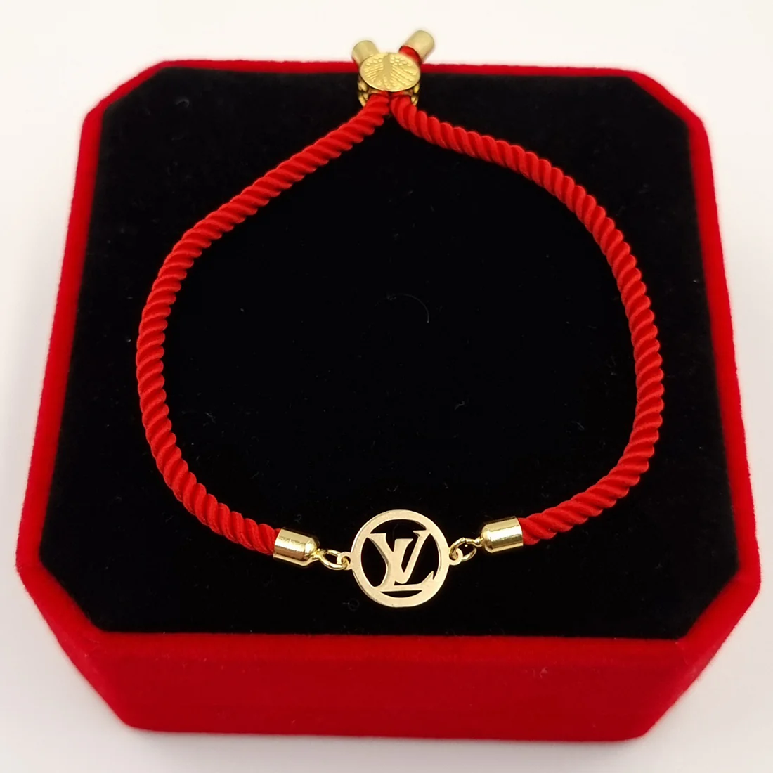 18K Pure Gold Charm Thread Adjustable Bracelet - Image 6