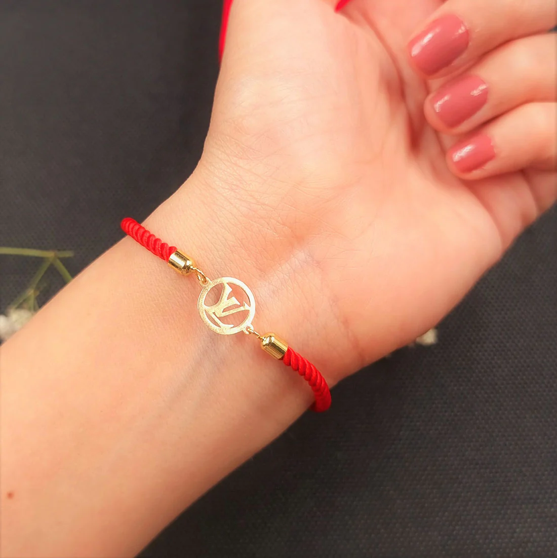 18K Pure Gold Charm Thread Adjustable Bracelet - Image 8