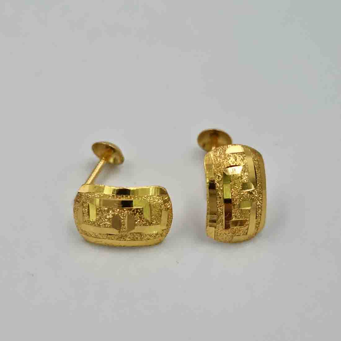 18K Pure Gold Clip Design Screw Earring - Image 3