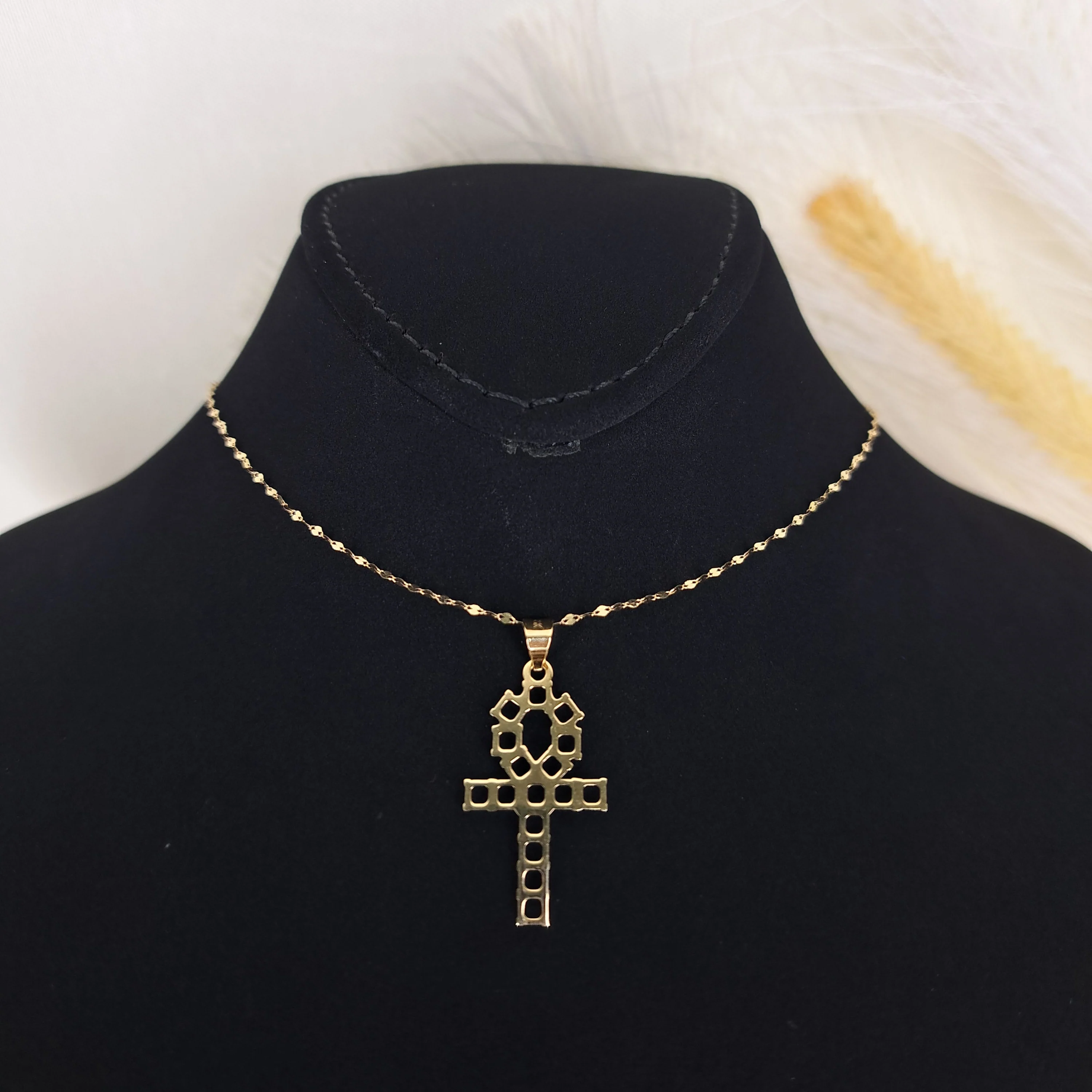 18K Pure Gold Cross Necklace - Image 5