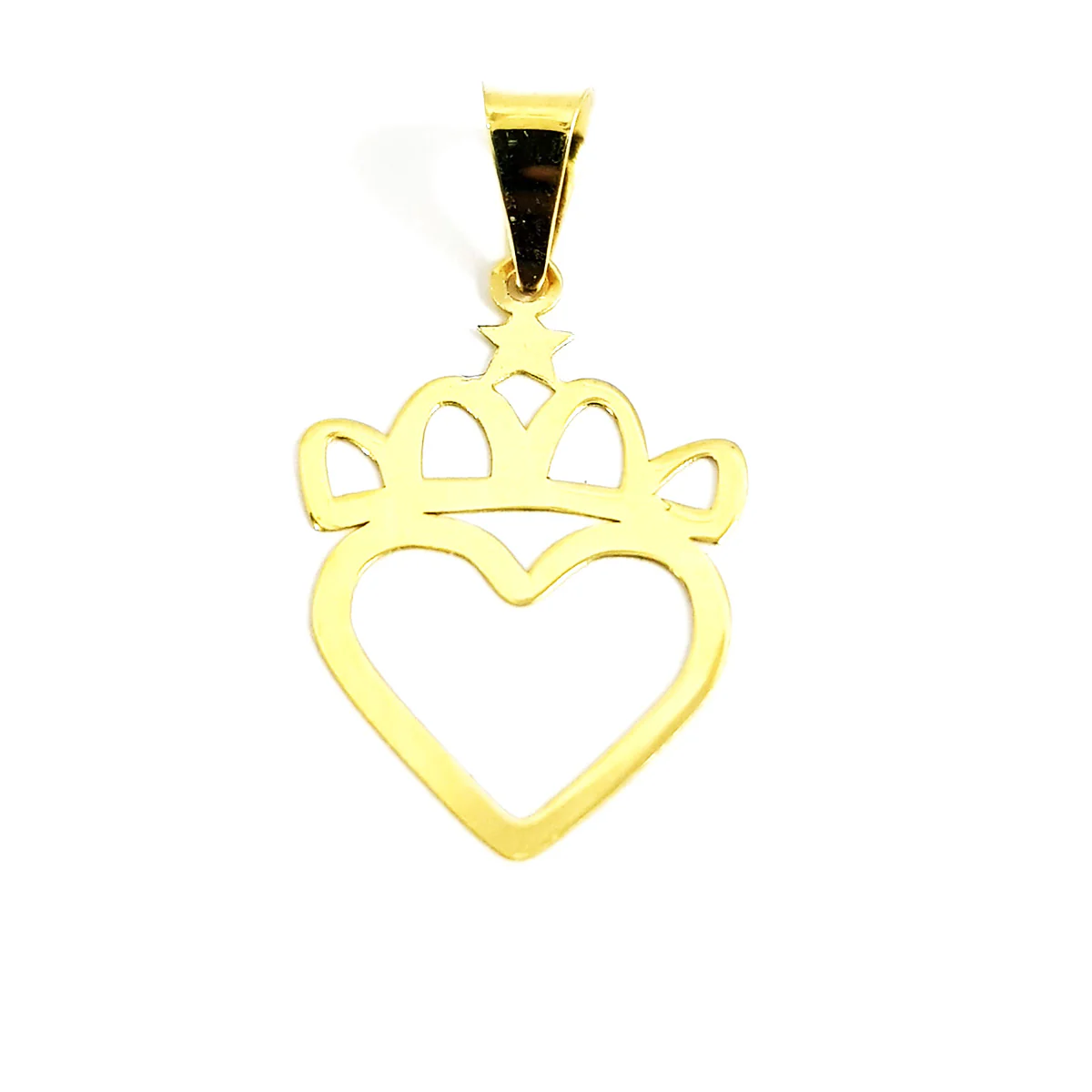 18K Pure Gold Crown Heart Design Necklace - Image 3