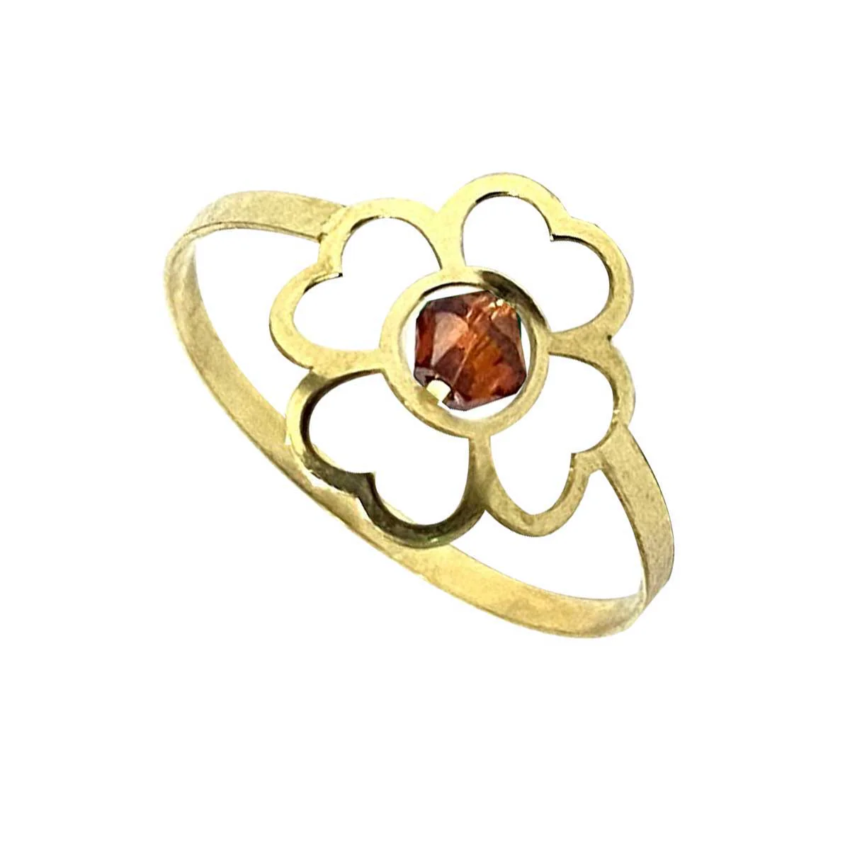 18K Pure Gold Elegant Flower w/ Zircon Stone Design Ring - Image 3