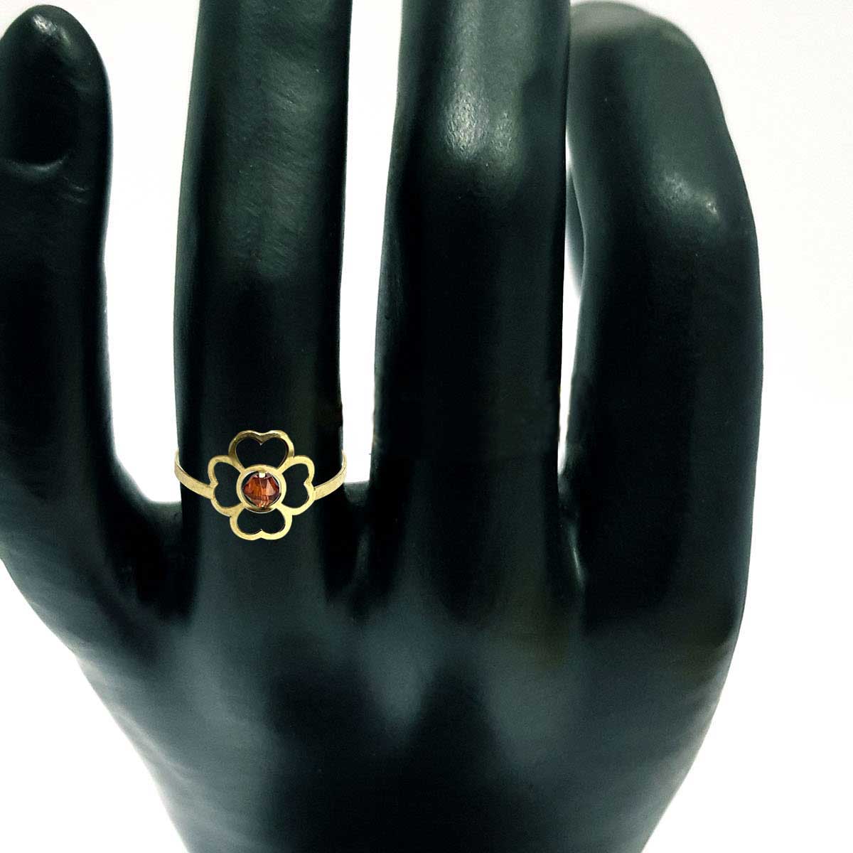 18K Pure Gold Elegant Flower w/ Zircon Stone Design Ring - Image 4