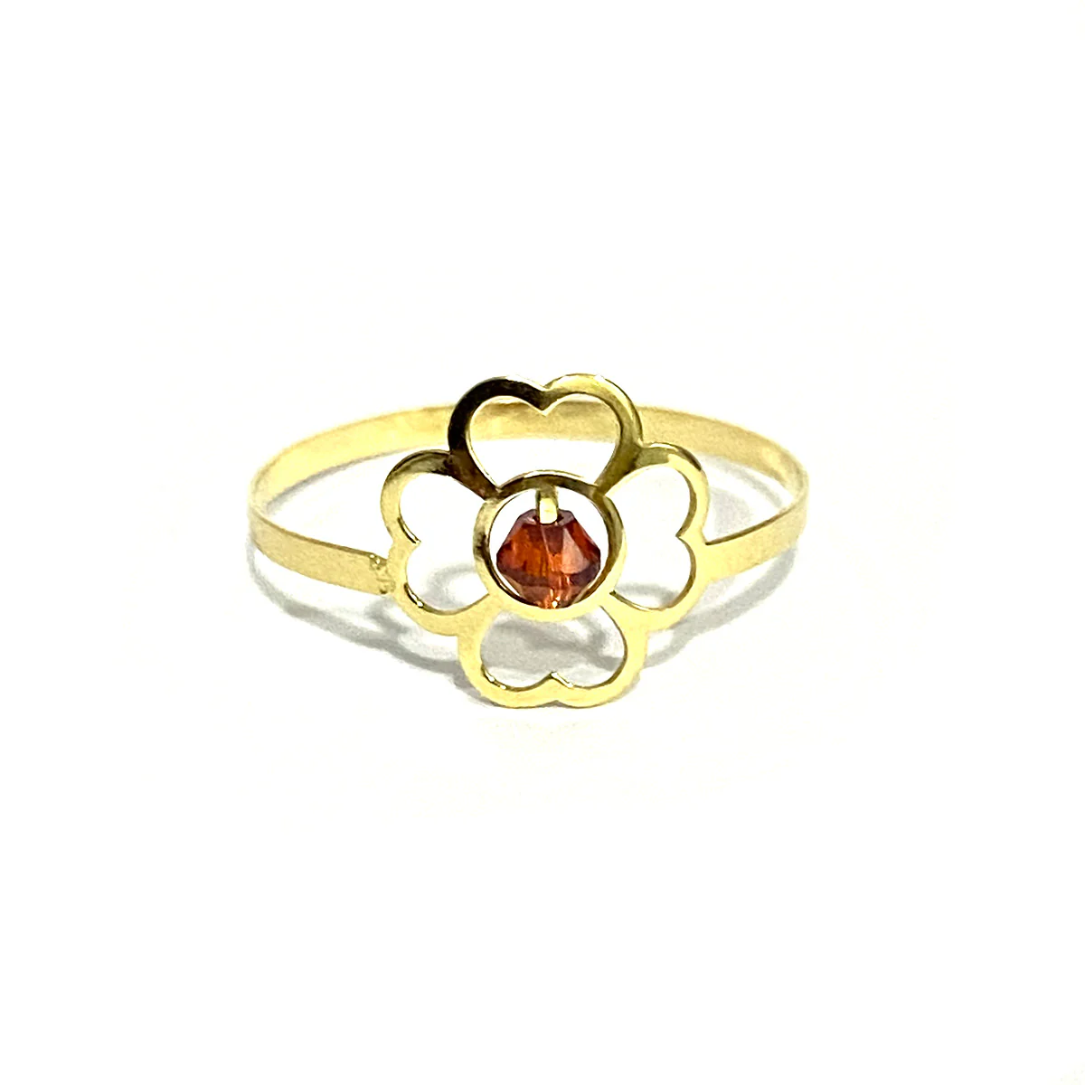 18K Pure Gold Elegant Flower w/ Zircon Stone Design Ring - Image 9