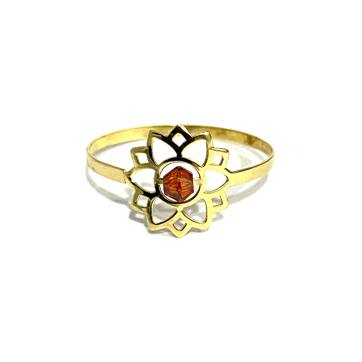 18K Pure Gold Elegant Flower w/ Zircon Stone Design Ring - Image 6
