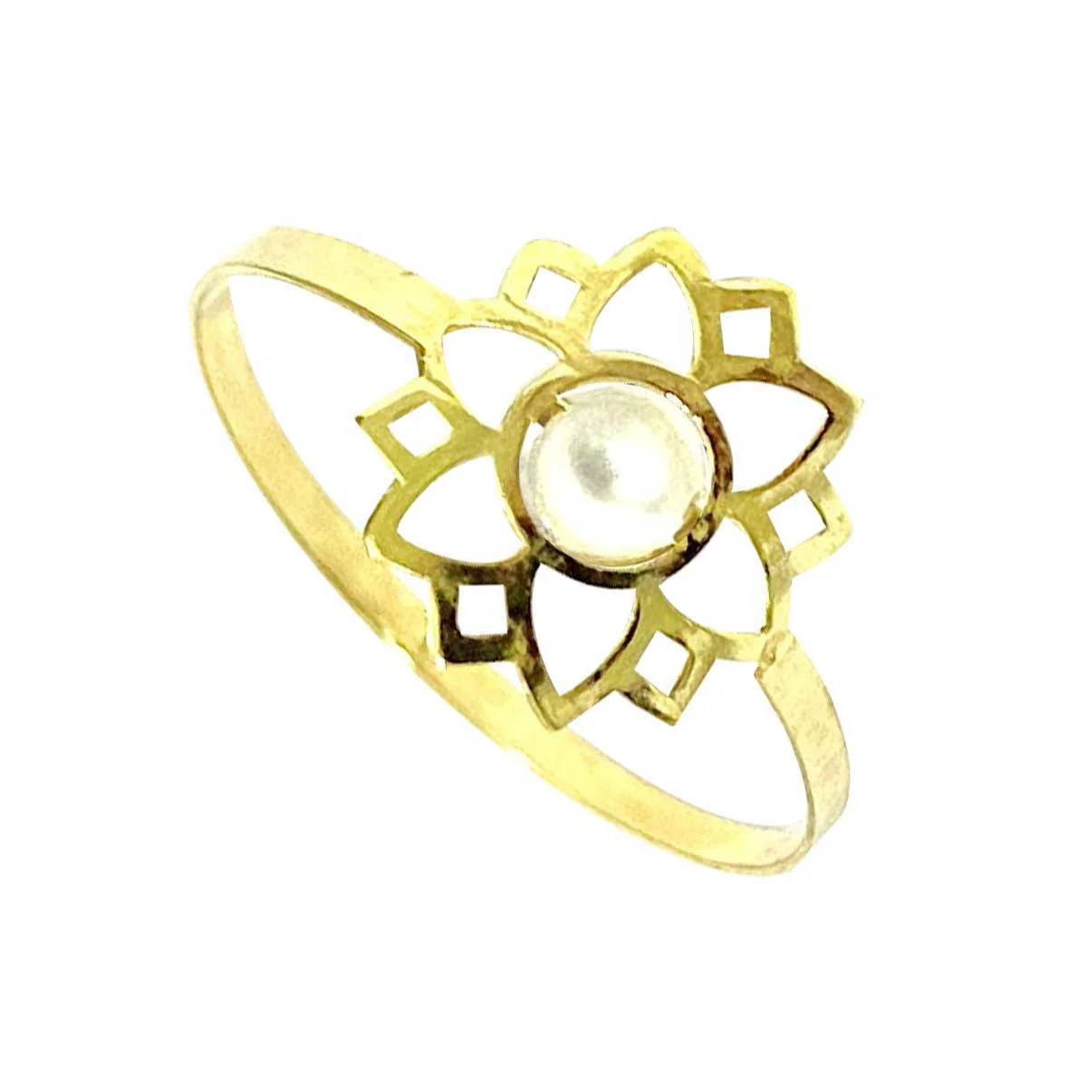 18K Pure Gold Elegant Flower w/ Zircon Stone Design Ring - Image 3
