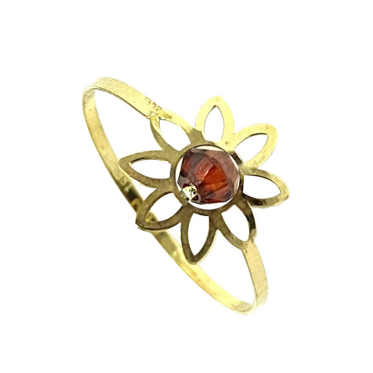 18K Pure Gold Elegant Flower w/ Zircon Stone Design Ring - Image 3