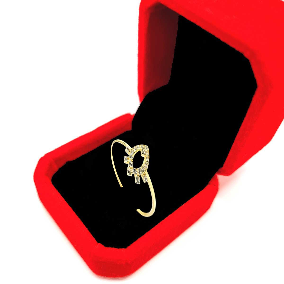 18K Pure Gold Elegant w/ Zircon Stone Design Ring - Image 4
