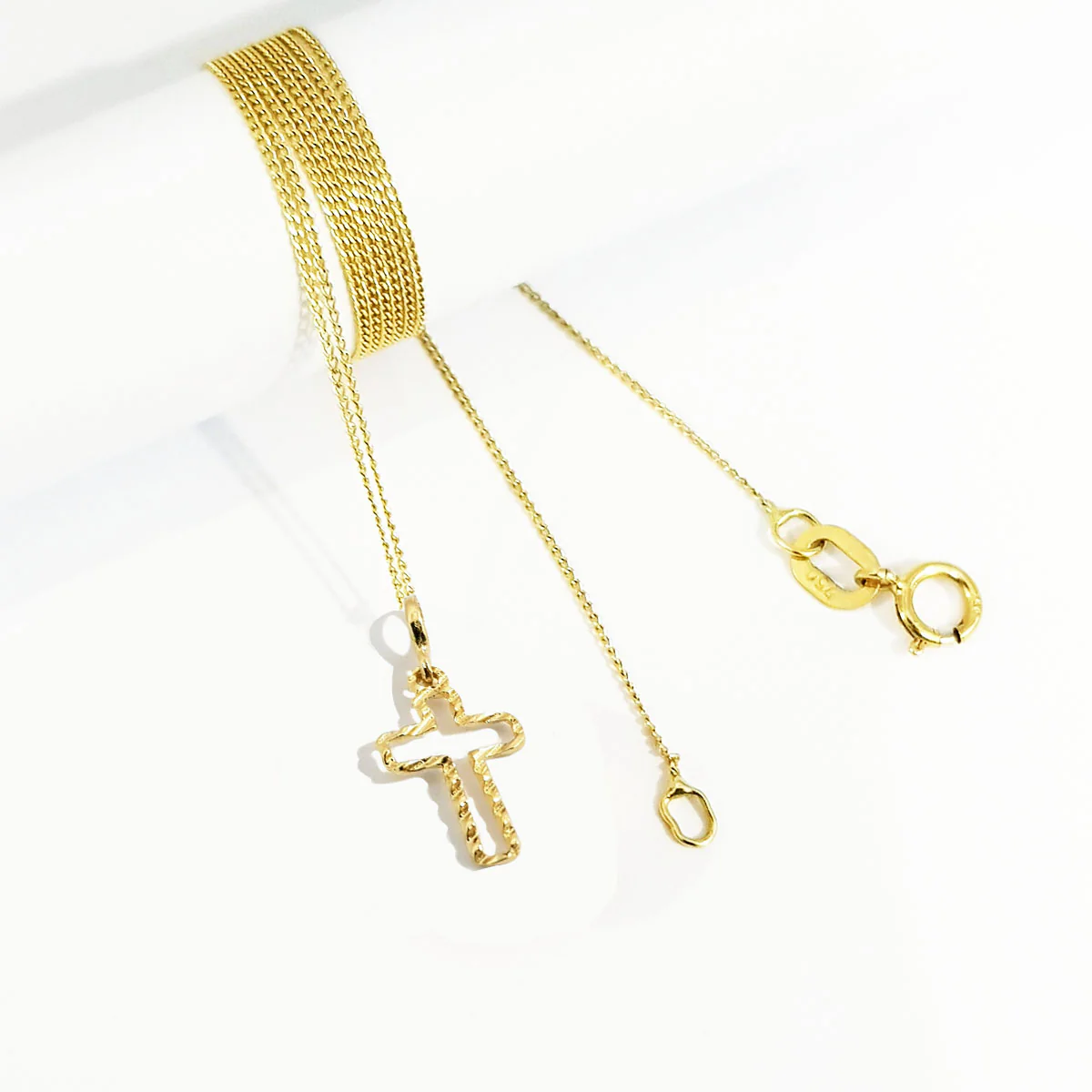 18K Pure Gold Fashion Cross Design Necklace - Image 3