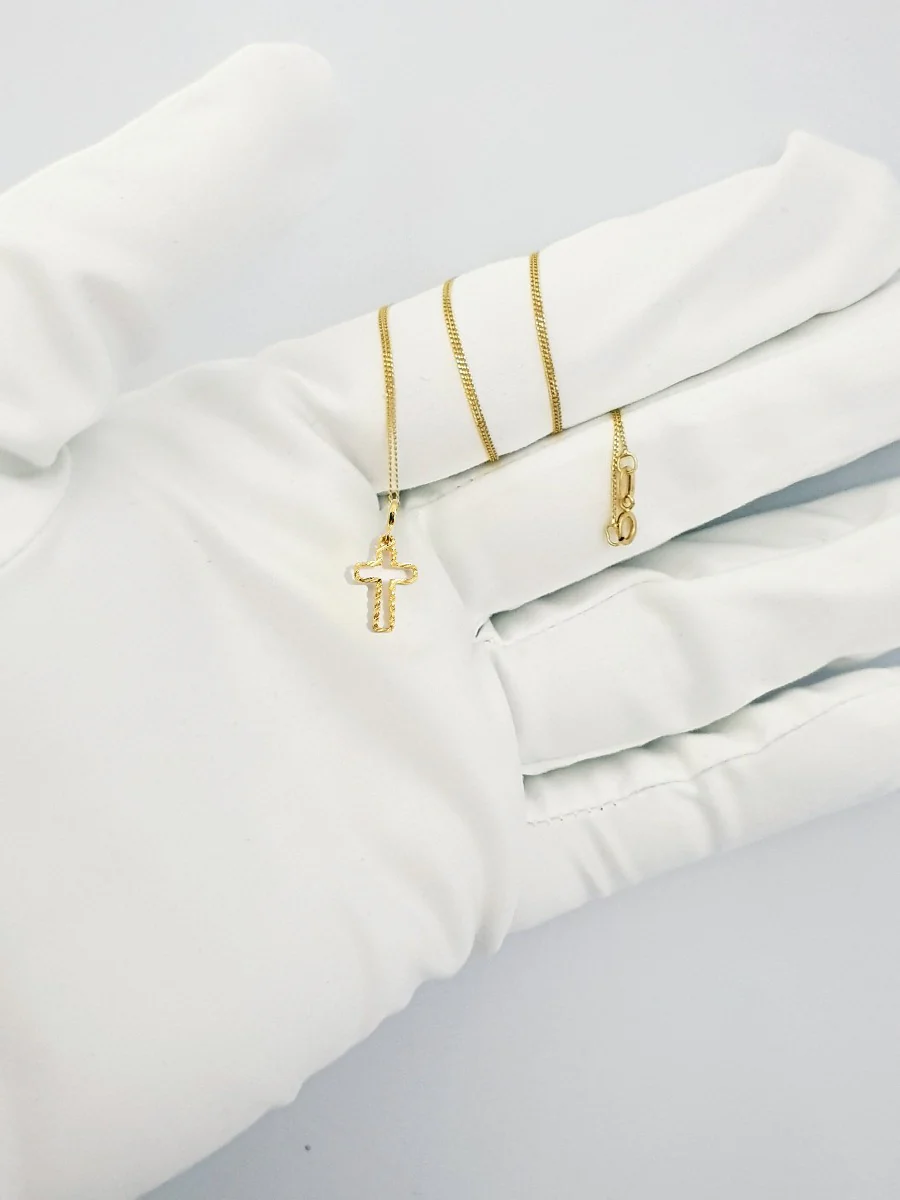 18K Pure Gold Fashion Cross Design Necklace - Image 4