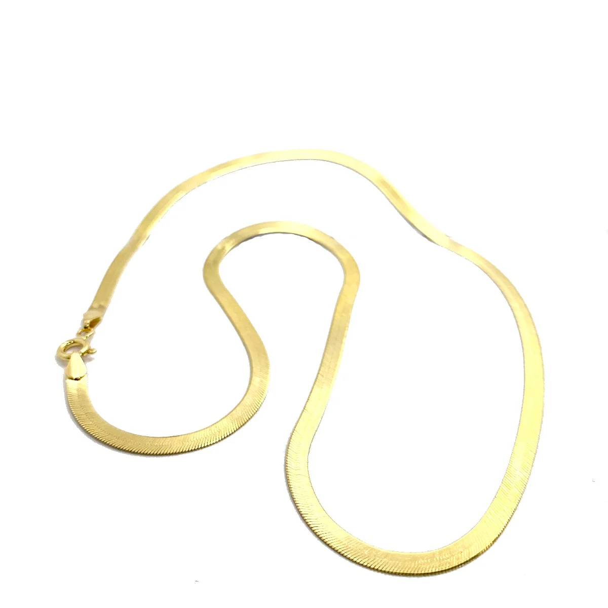 18K Pure Gold Flat Snake Chain Necklace - Image 3