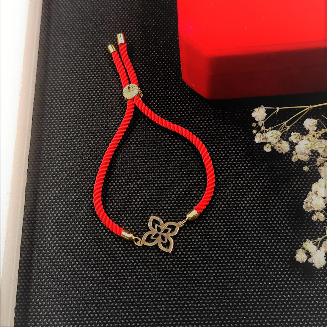 18K Pure Gold Flower Adjustable Bracelet - Image 3