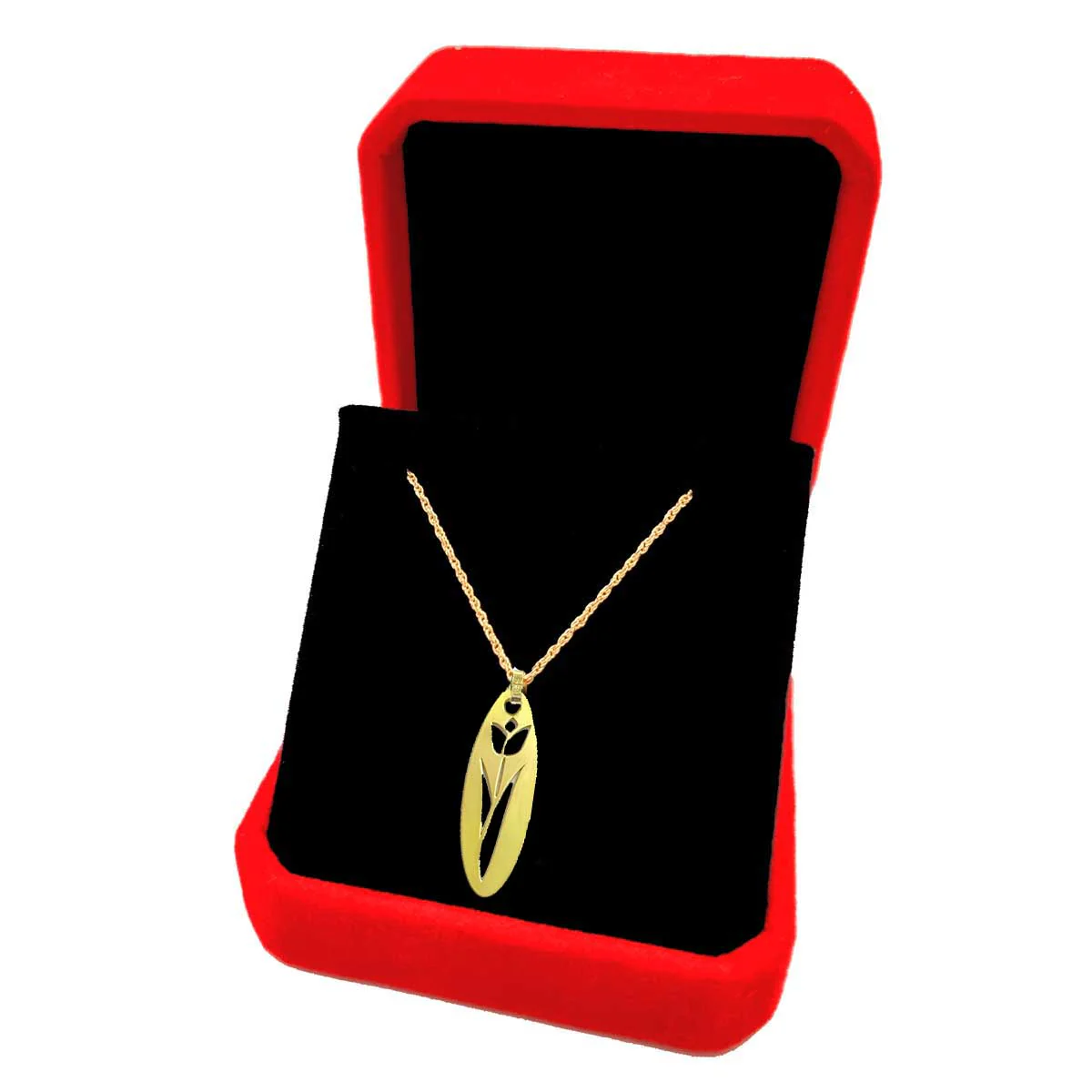 18K Pure Gold Flower Design Pendant Necklace - Image 3
