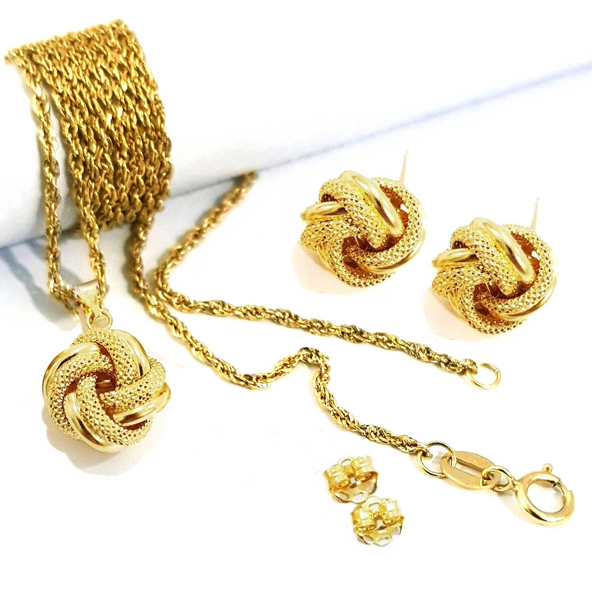 18K Pure Gold Flower Jewelry Set - Image 3