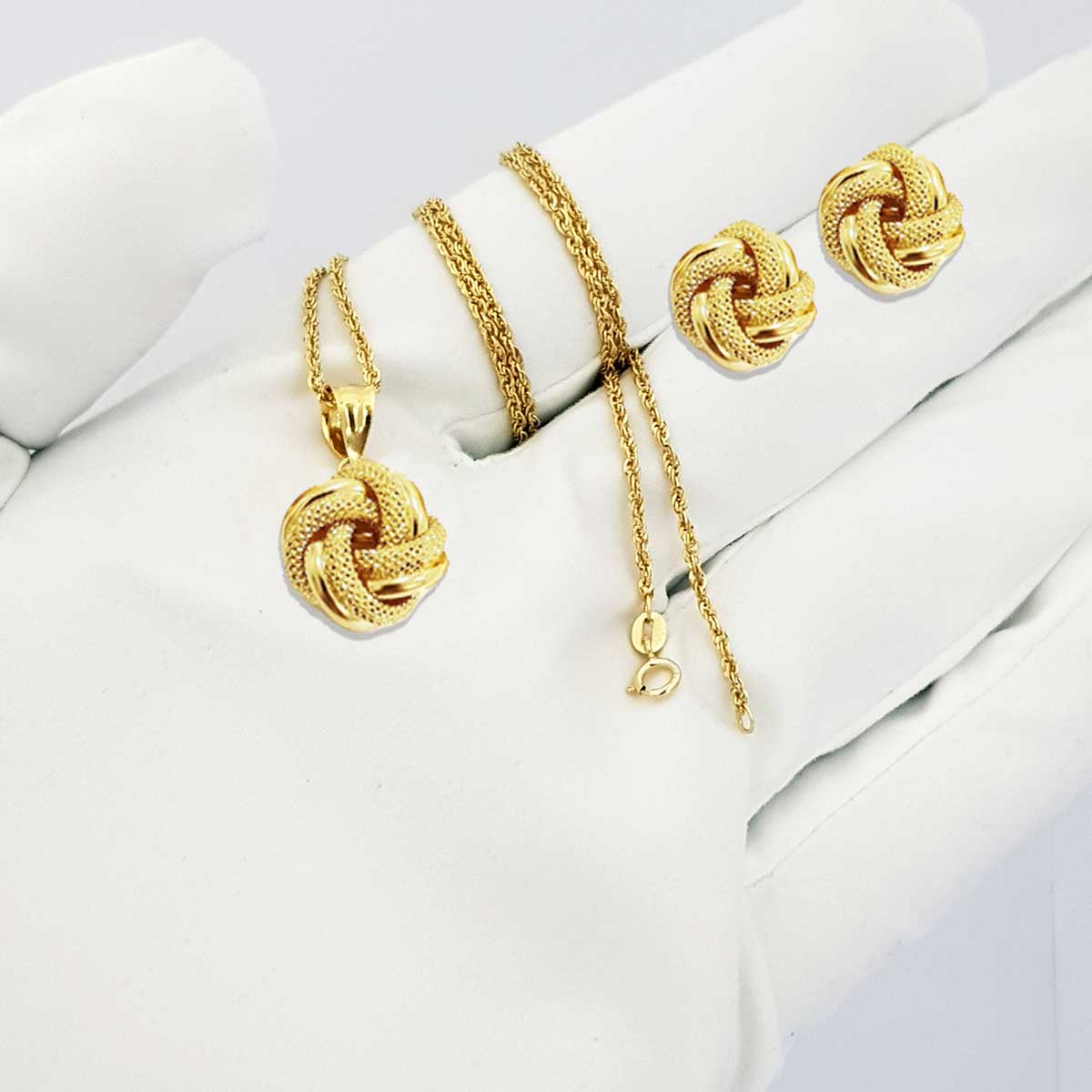 18K Pure Gold Flower Jewelry Set - Image 4