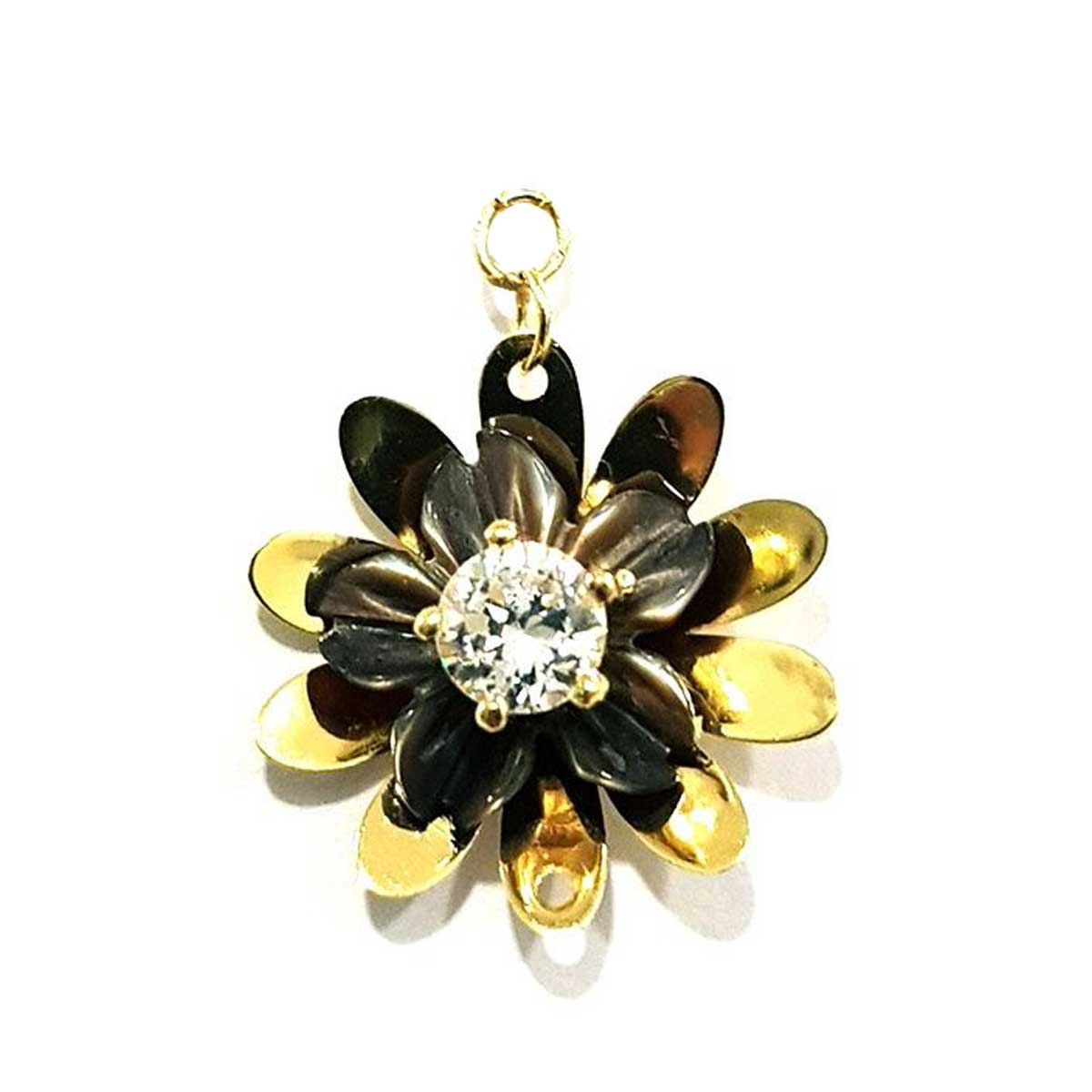 18K Pure Gold Flower w/ Zircon Stone Design Necklace - Image 4