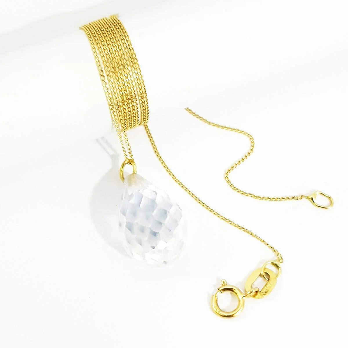 18K Pure Gold White Gem Necklace - Image 4