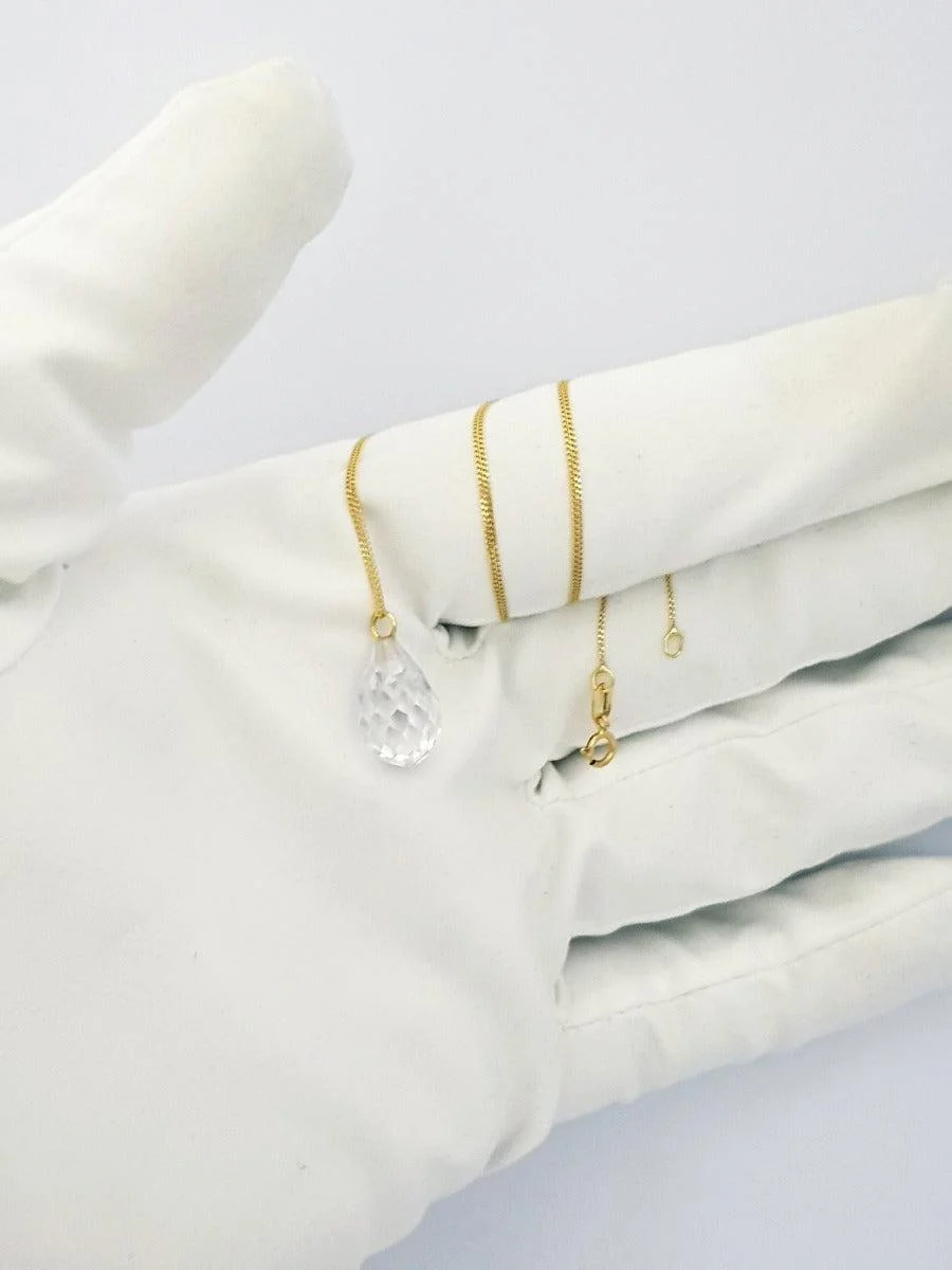18K Pure Gold White Gem Necklace - Image 5